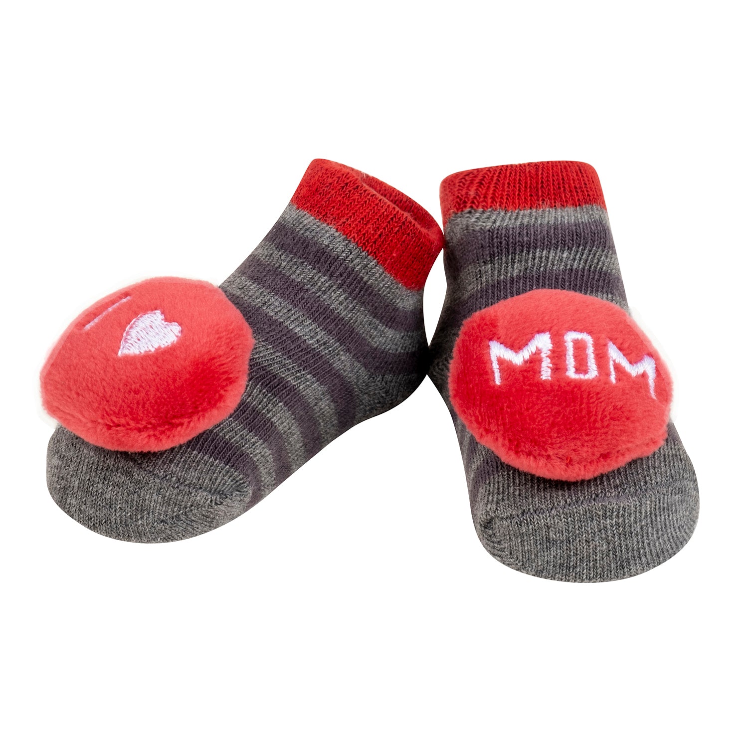 Baby Moo 3D I Love Mom Dad Cotton Ankle Length Fancy Infant Gift Set of 2 Socks Booties - Blue, Red