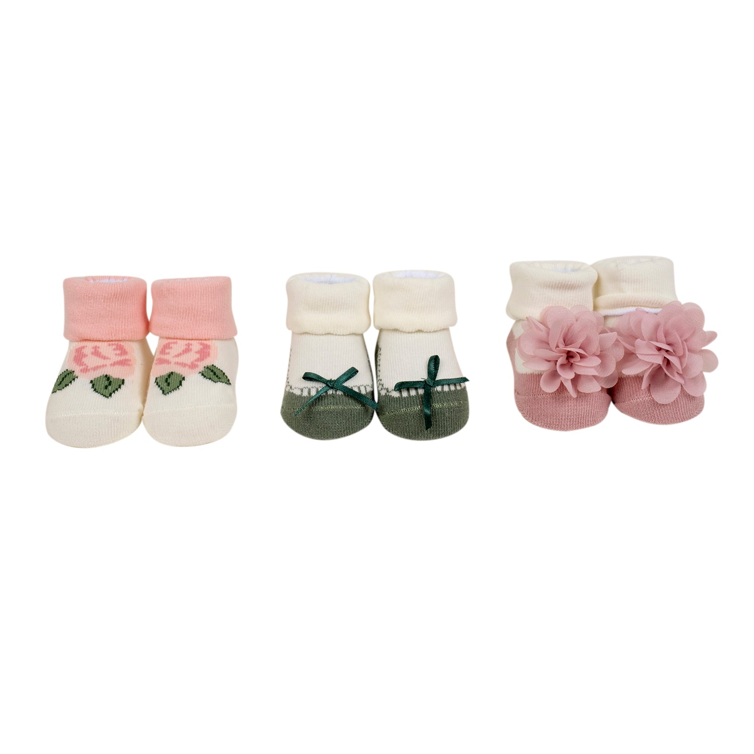 Baby Moo Bow Striped Infant 6-Piece Gift Hairband And Socks Set - Pink
