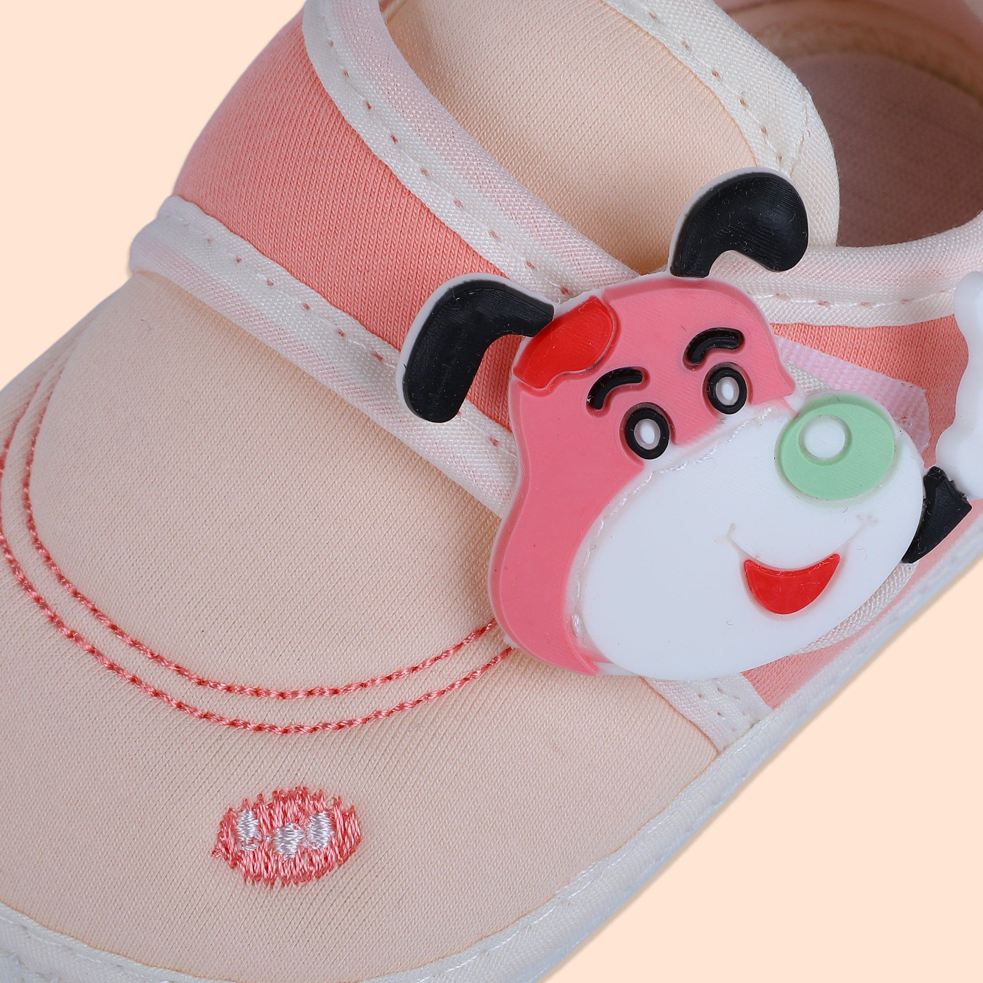 Baby Moo Puppy Face Soft Sole Anti-Slip Booties - Pink