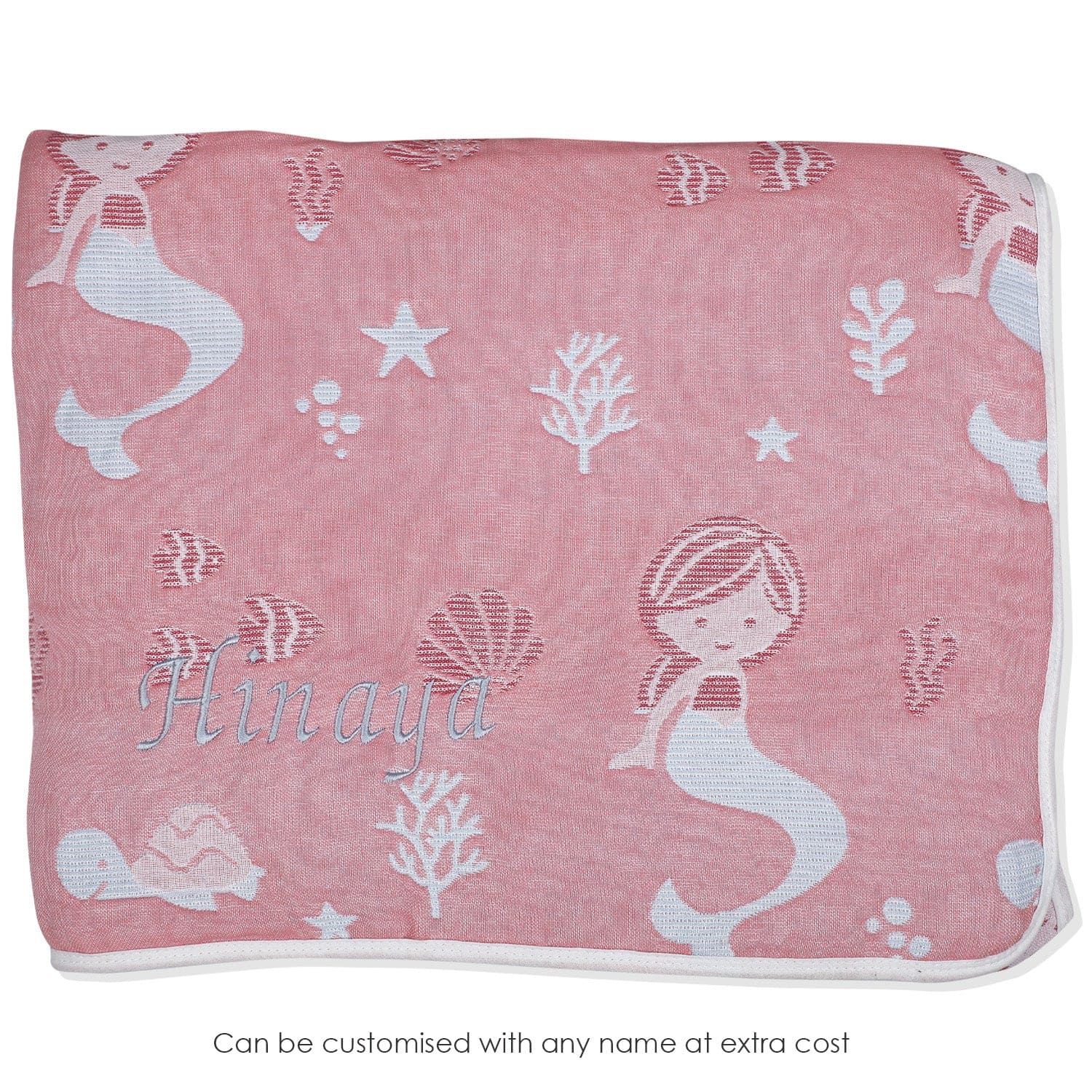 Mermaid Peach Embossed Baby XL Muslin Blanket