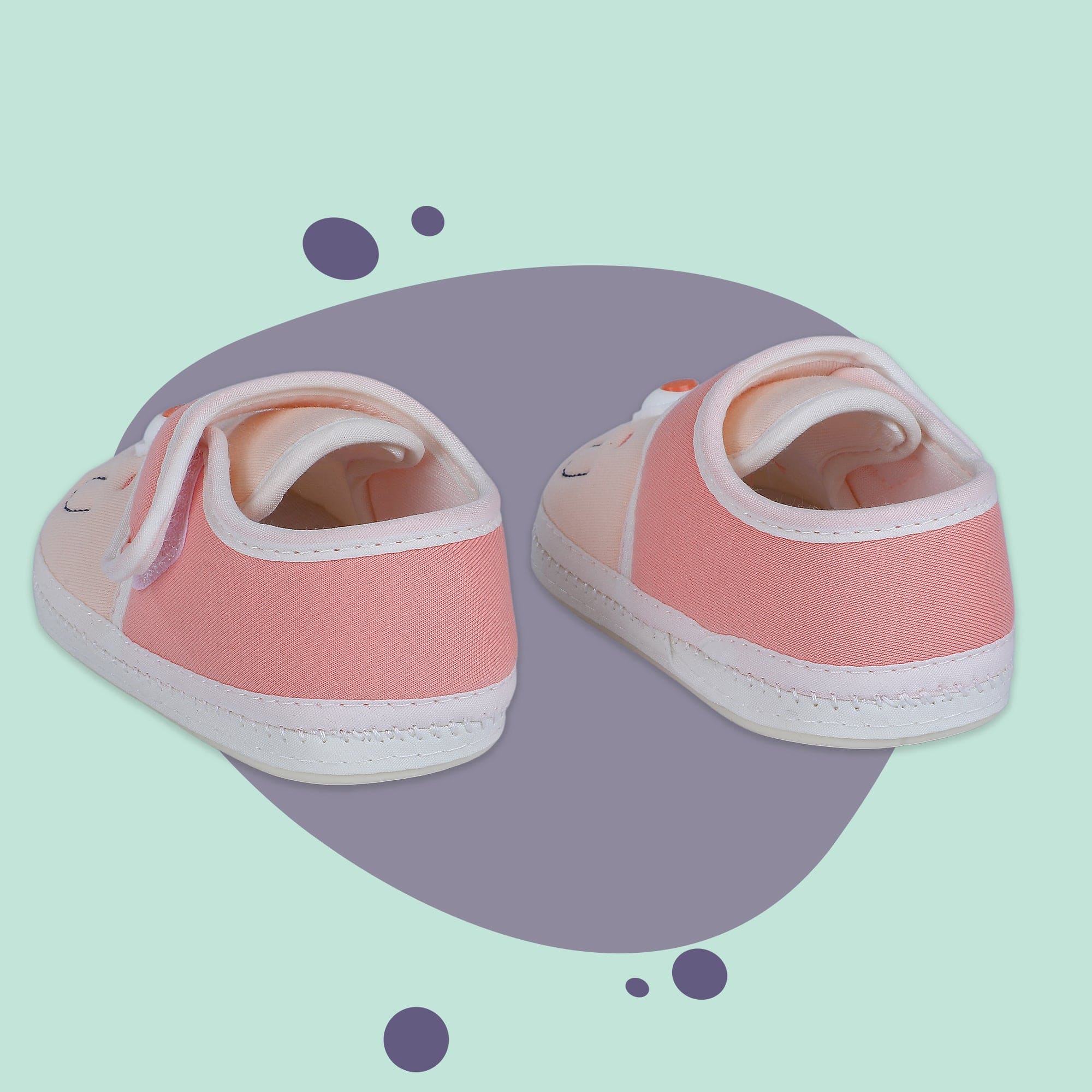 Baby Moo Smiling Bear Soft Sole Anti-Slip Booties - Peach