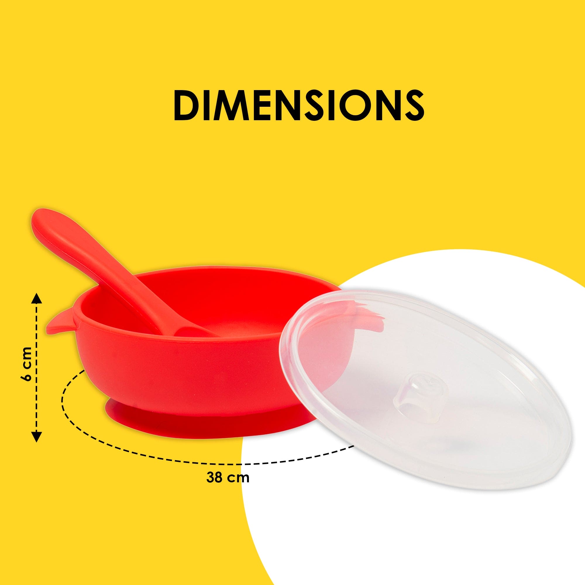 Red Silicon Bowl With Lid And Spoon Set