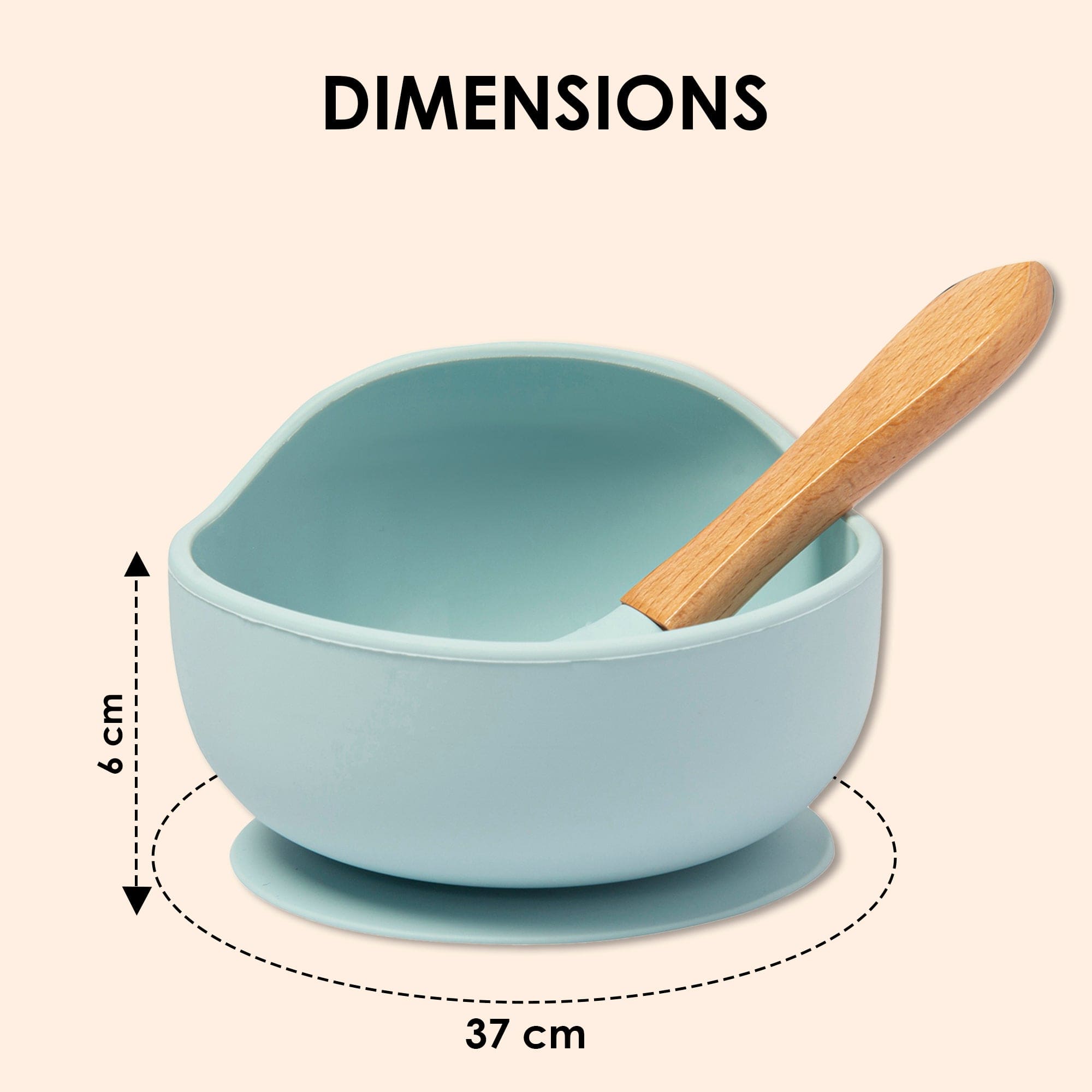 Mint Green Silicon Bowl And Spoon Set