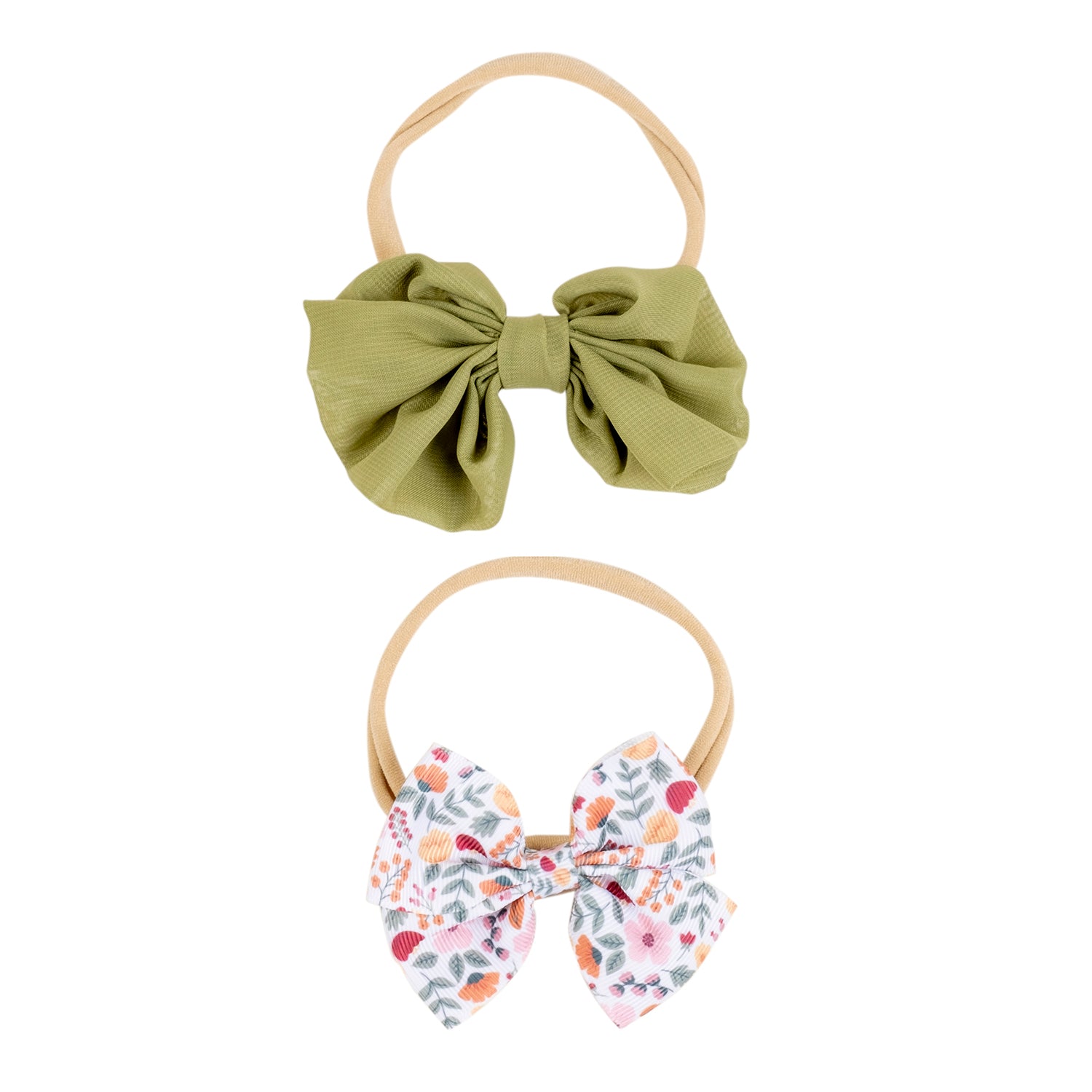Baby Moo Fall Botanical Infant Girl 4-Piece Gift Hairband And Socks Set - Green