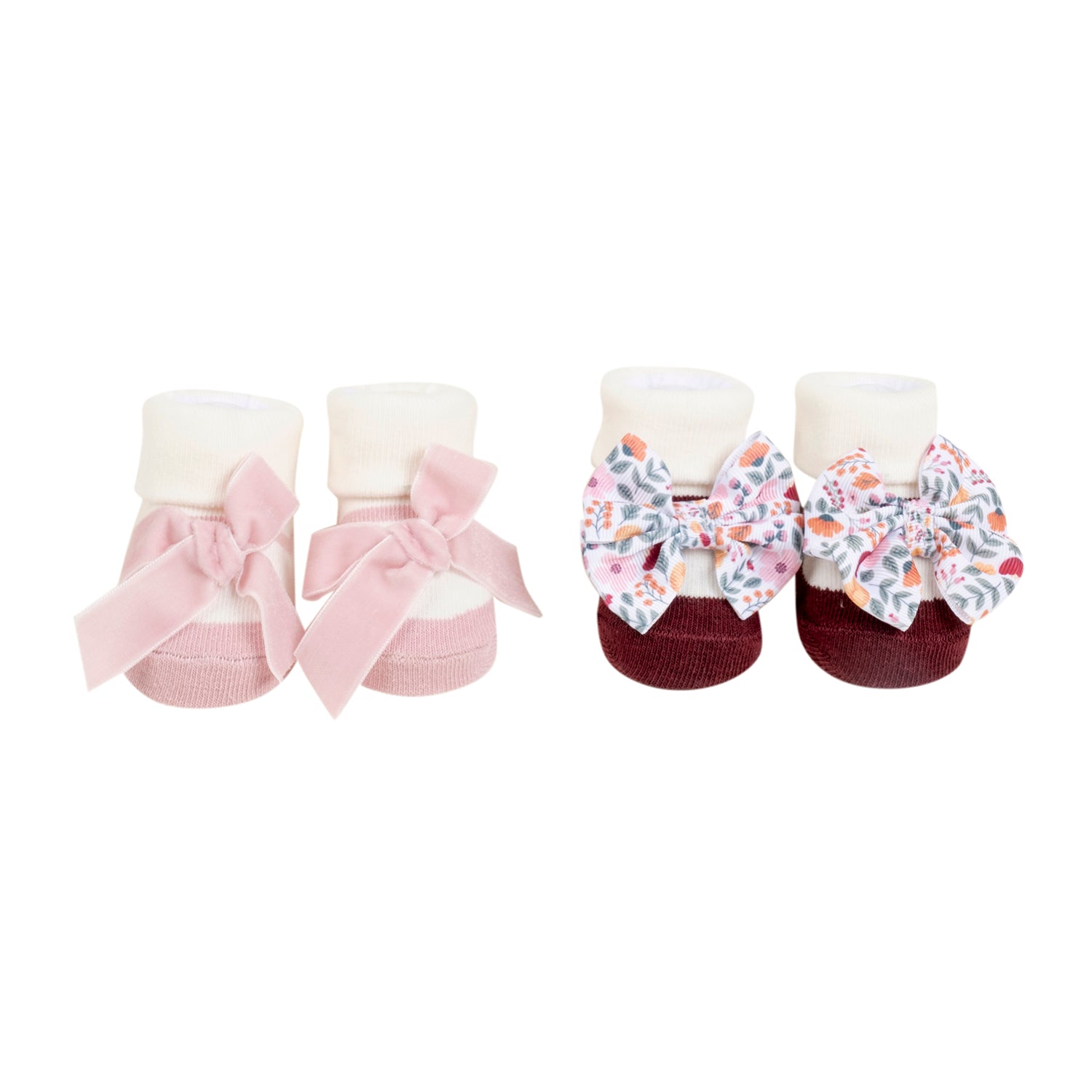 Baby Moo Vibrant Infant Girl 4-Piece Gift Hairband And Socks Set - Pink