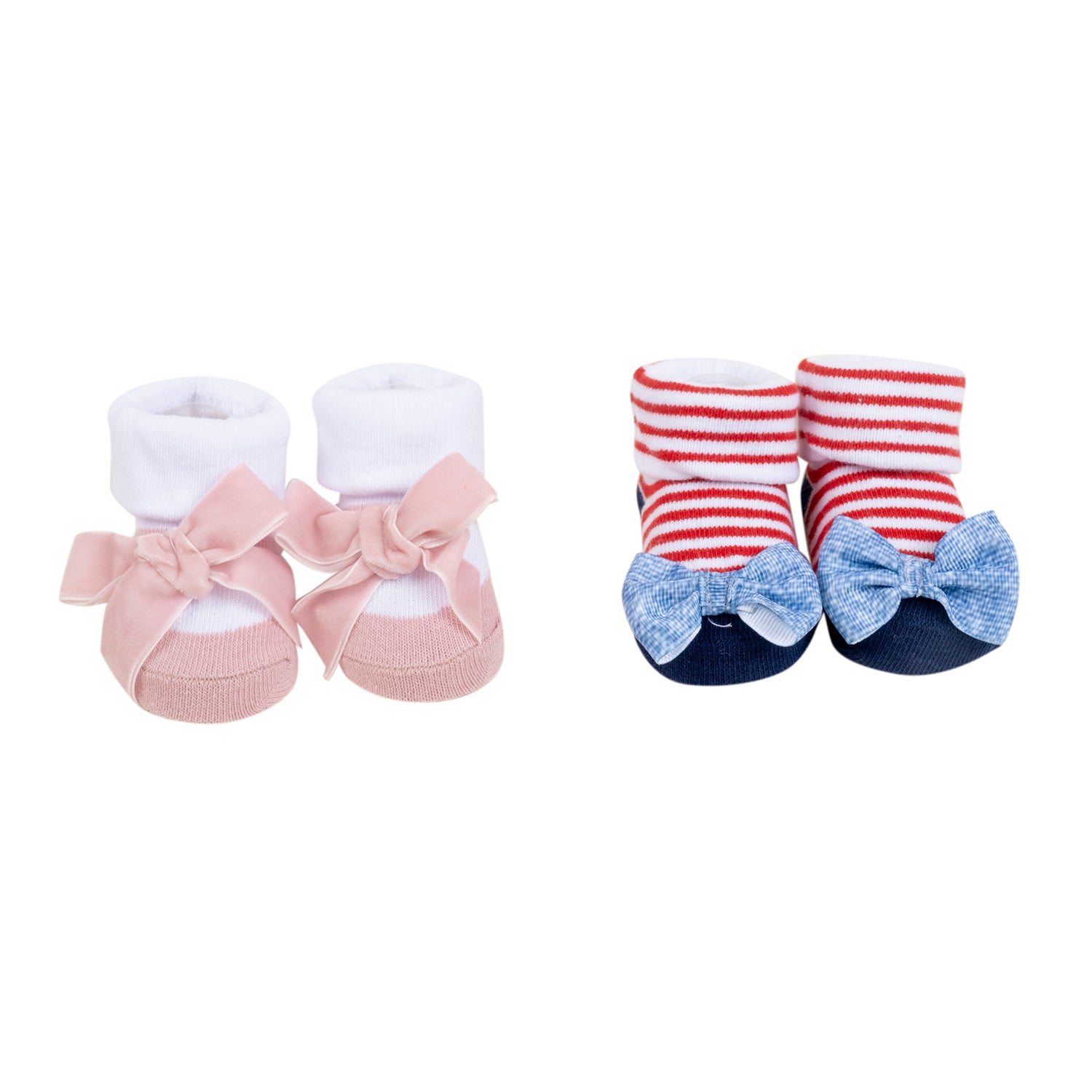 Baby Moo Floral Bow Infant Girl 4-Piece Gift Hairband And Socks Set - Pink