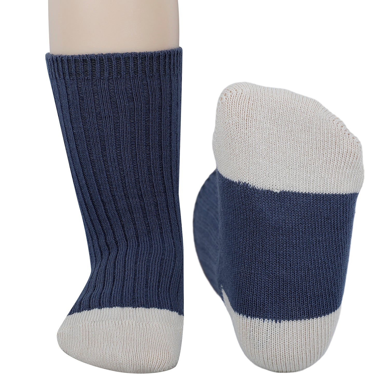 Baby Moo Animal Applique Ribbed Soft Socks Pack of 2 - Grey, Blue