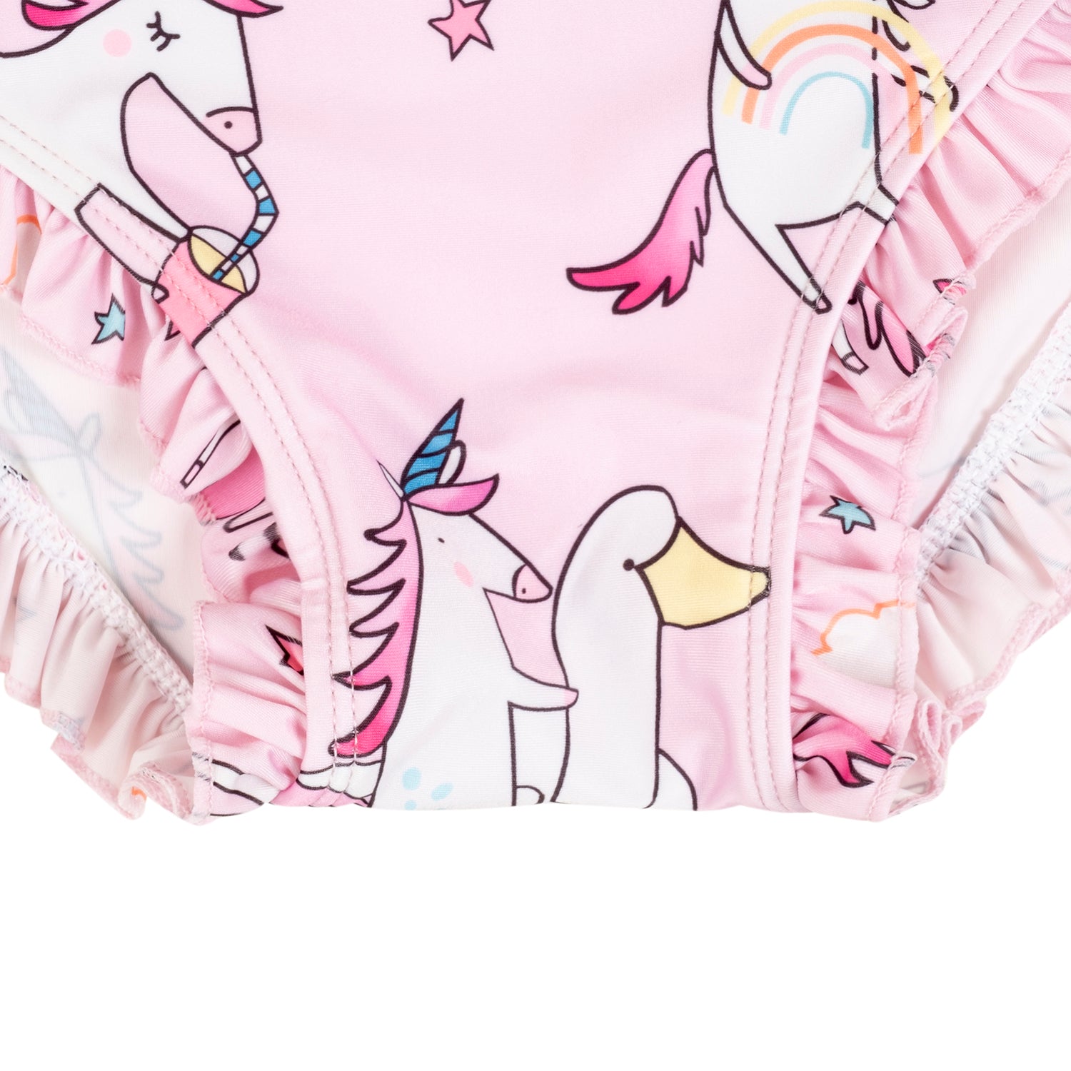 Baby Moo Playing Unicorn Beach Bodysuit One-Piece Swimsuit Pool Swimming Costume - Pink