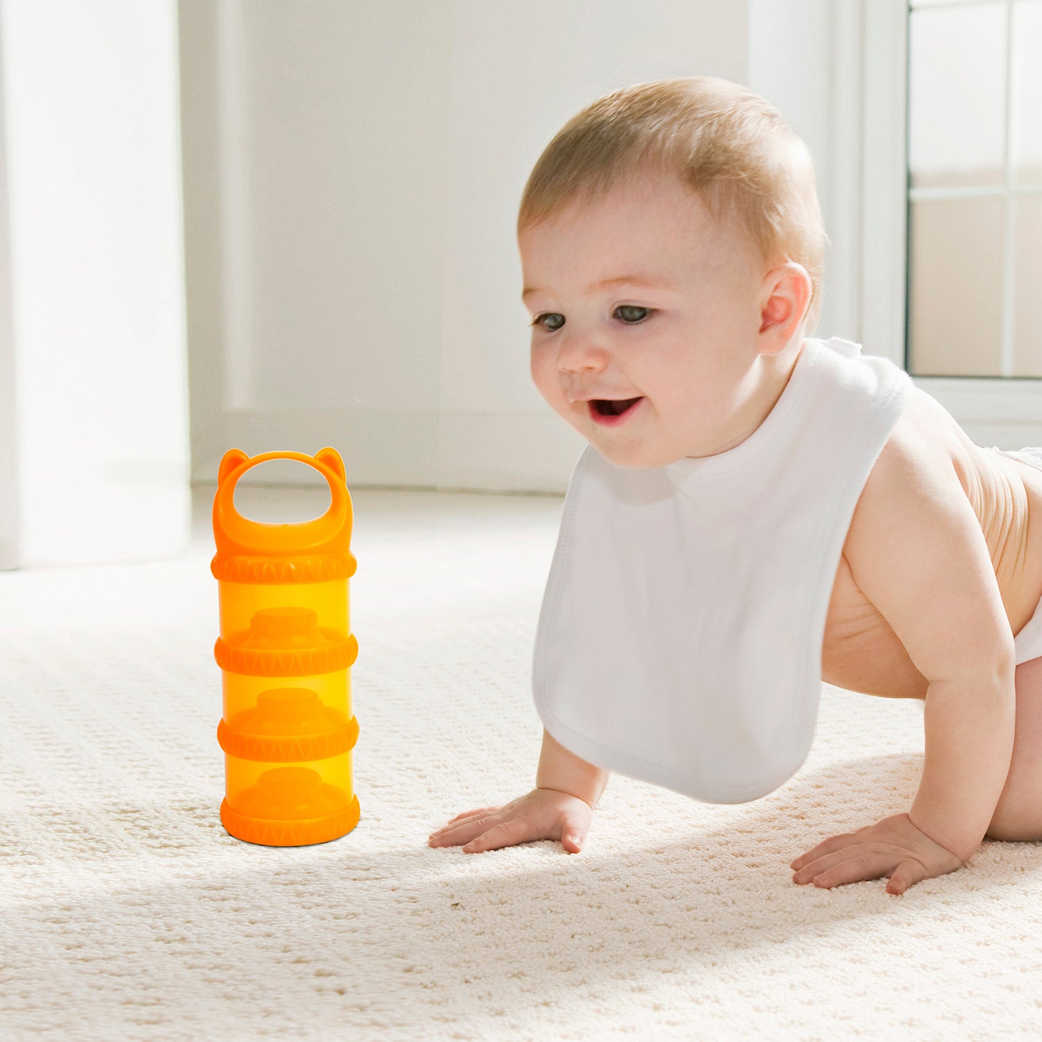 Baby Moo 3 Layer Portable BPA Free Milk Powder Container - Orange