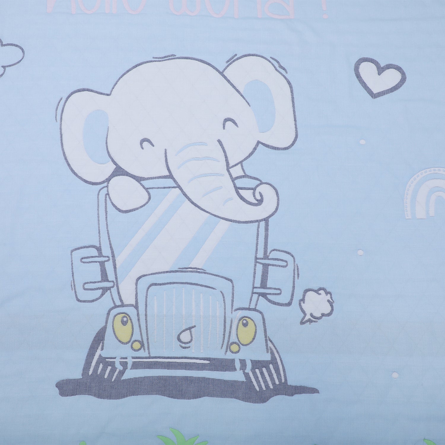 Baby Moo Elephant Adventure All Season Medium Muslin Blanket - Blue - Baby Moo