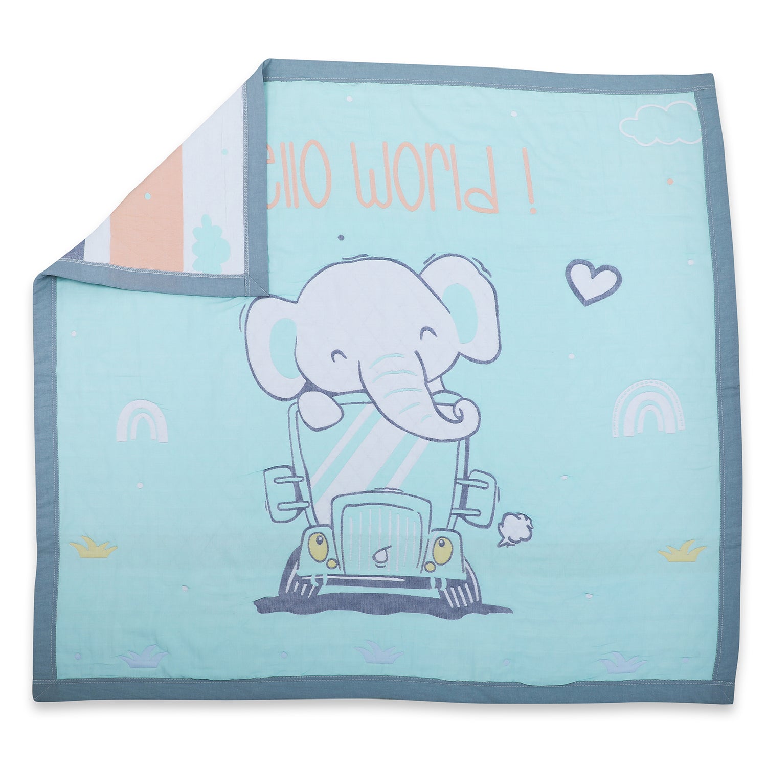Baby Moo Elephant Adventure All Season Medium Muslin Blanket - Mint Green - Baby Moo