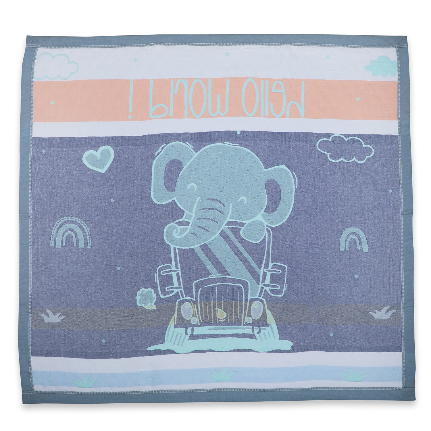 Baby Moo Elephant Adventure All Season Medium Muslin Blanket - Mint Green - Baby Moo