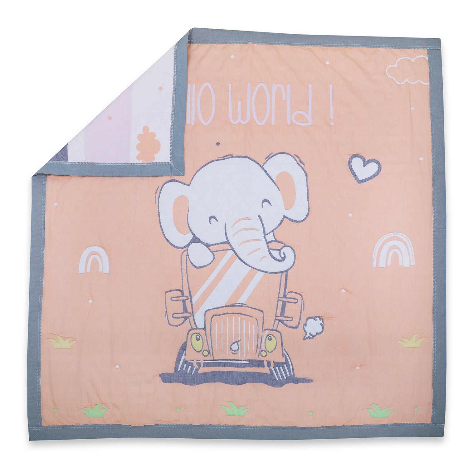 Baby Moo Elephant Adventure All Season Medium Muslin Blanket - Orange - Baby Moo