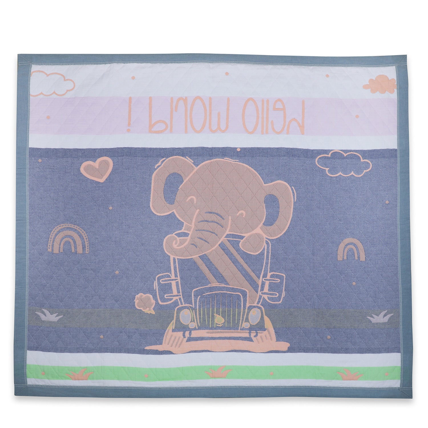 Baby Moo Elephant Adventure All Season Medium Muslin Blanket - Orange - Baby Moo