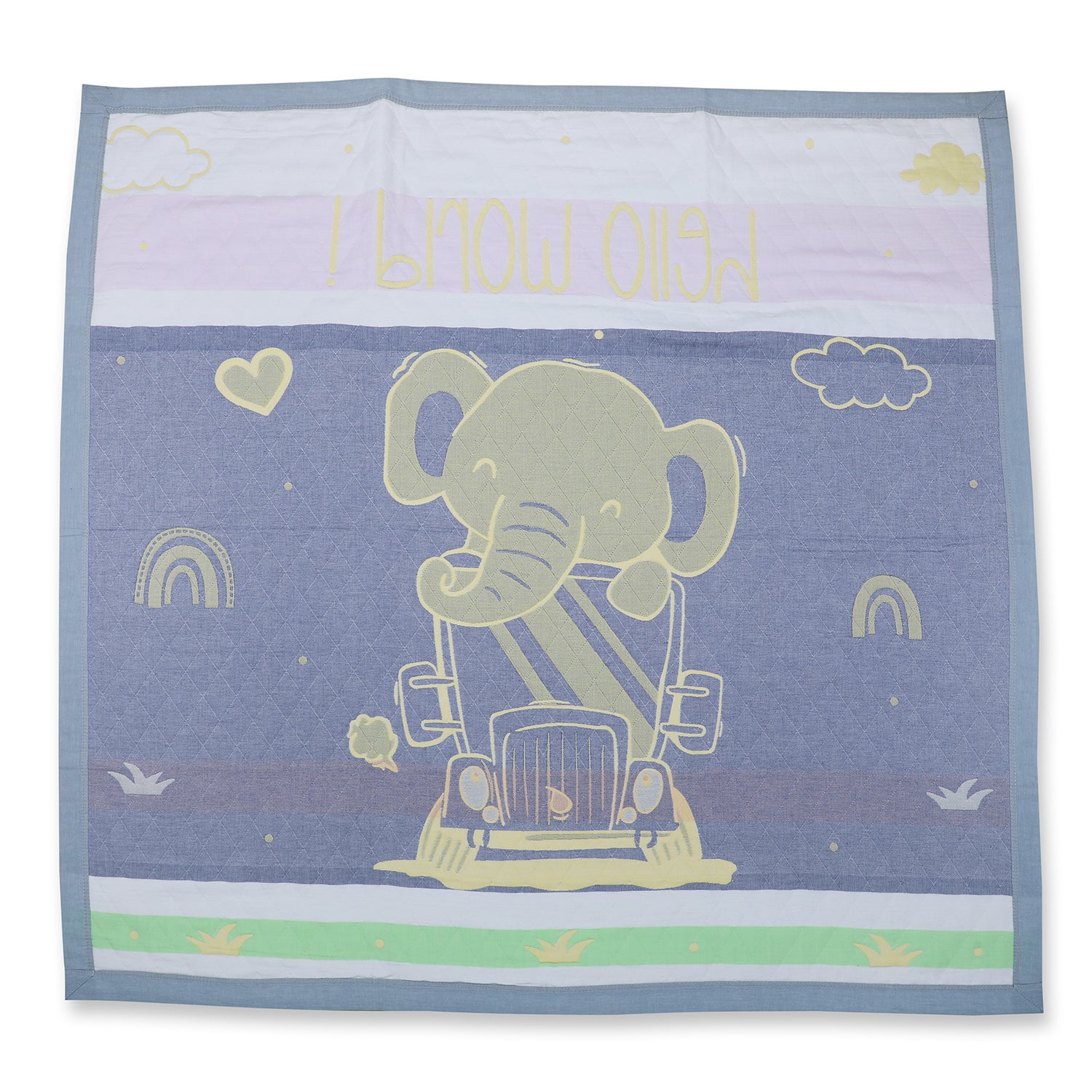 Baby Moo Elephant Adventure All Season Medium Muslin Blanket - Yellow - Baby Moo