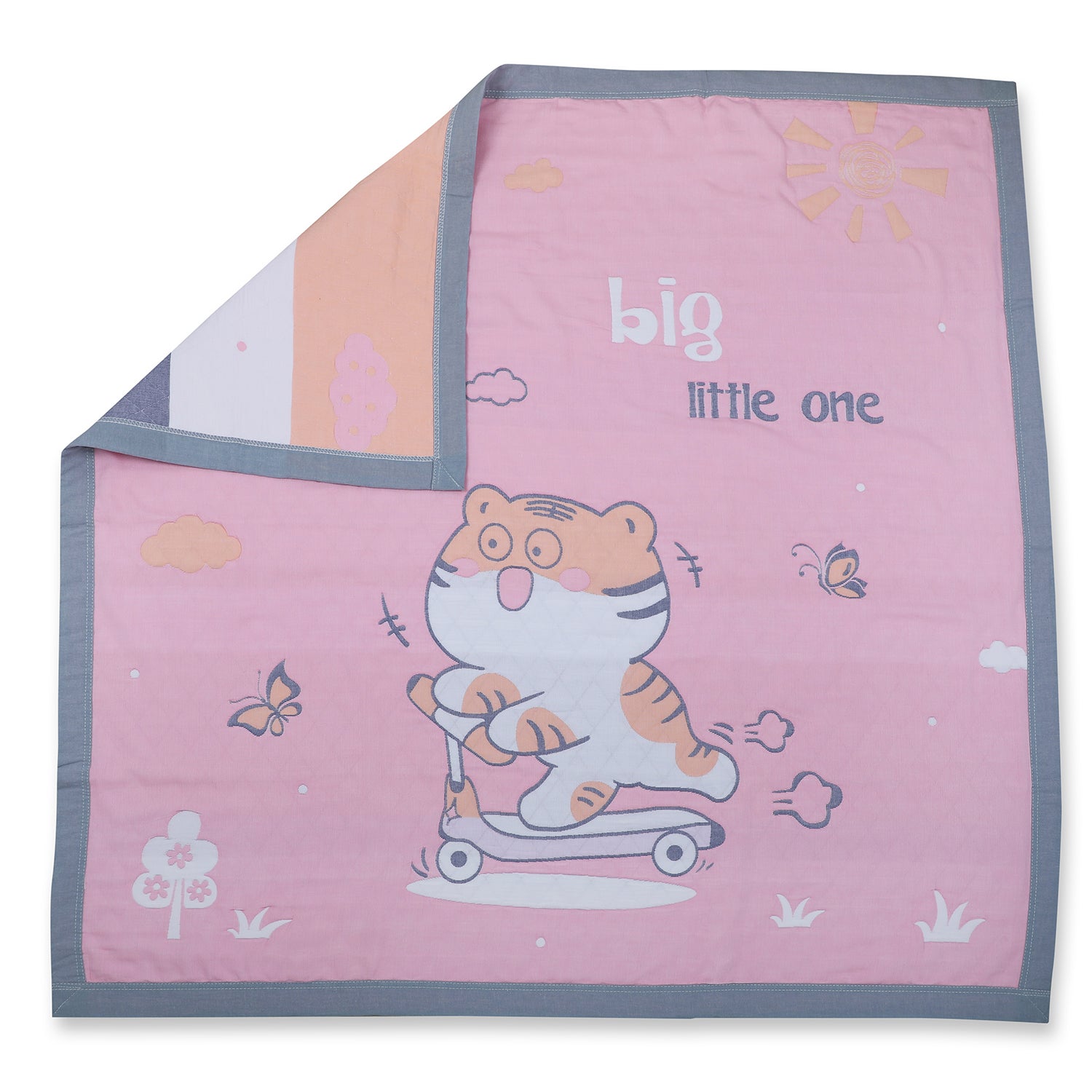 Baby Moo Wild Tiger All Season Medium Muslin Blanket - Pink - Baby Moo