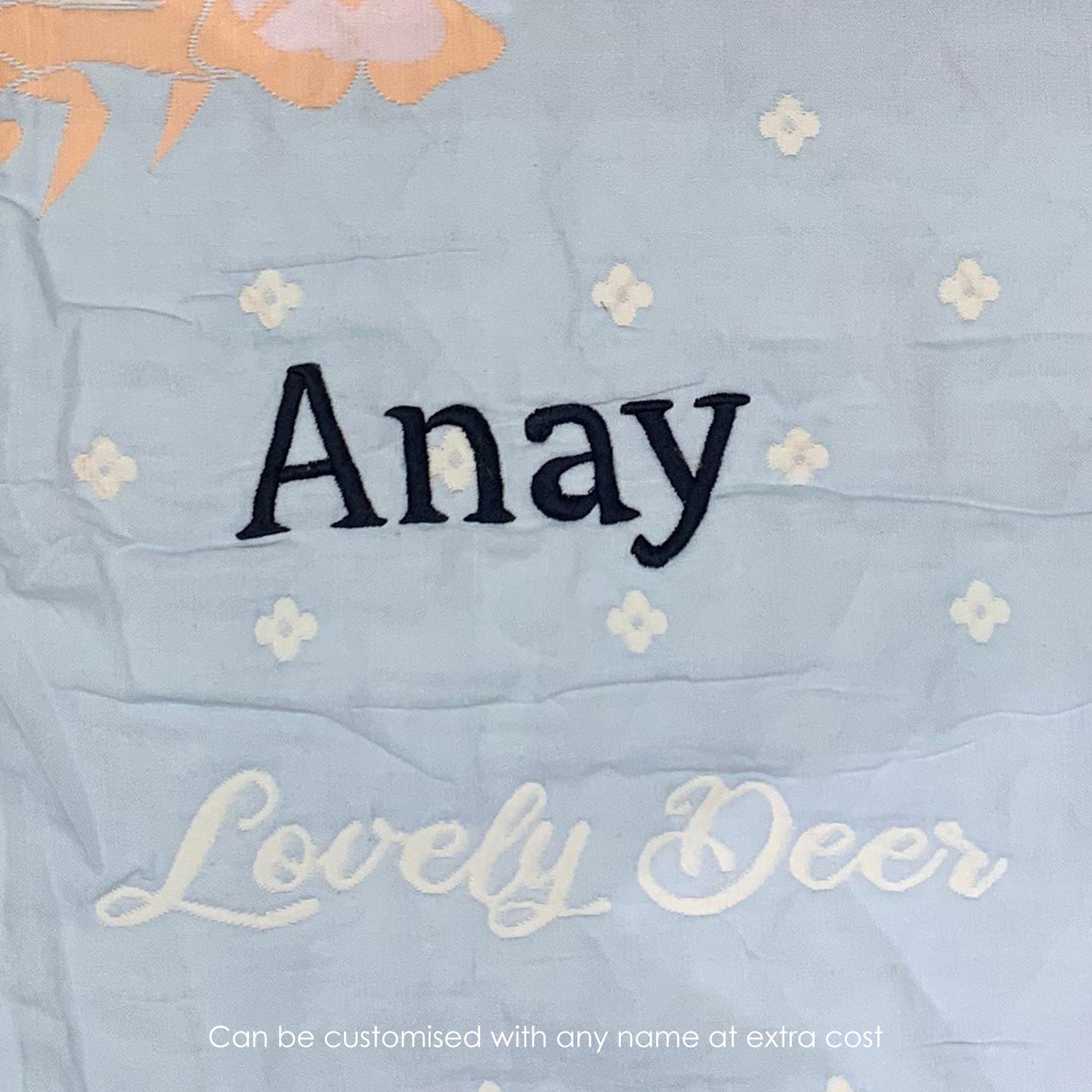 Baby Moo Deers In Love All Season Medium Muslin Blanket - Blue