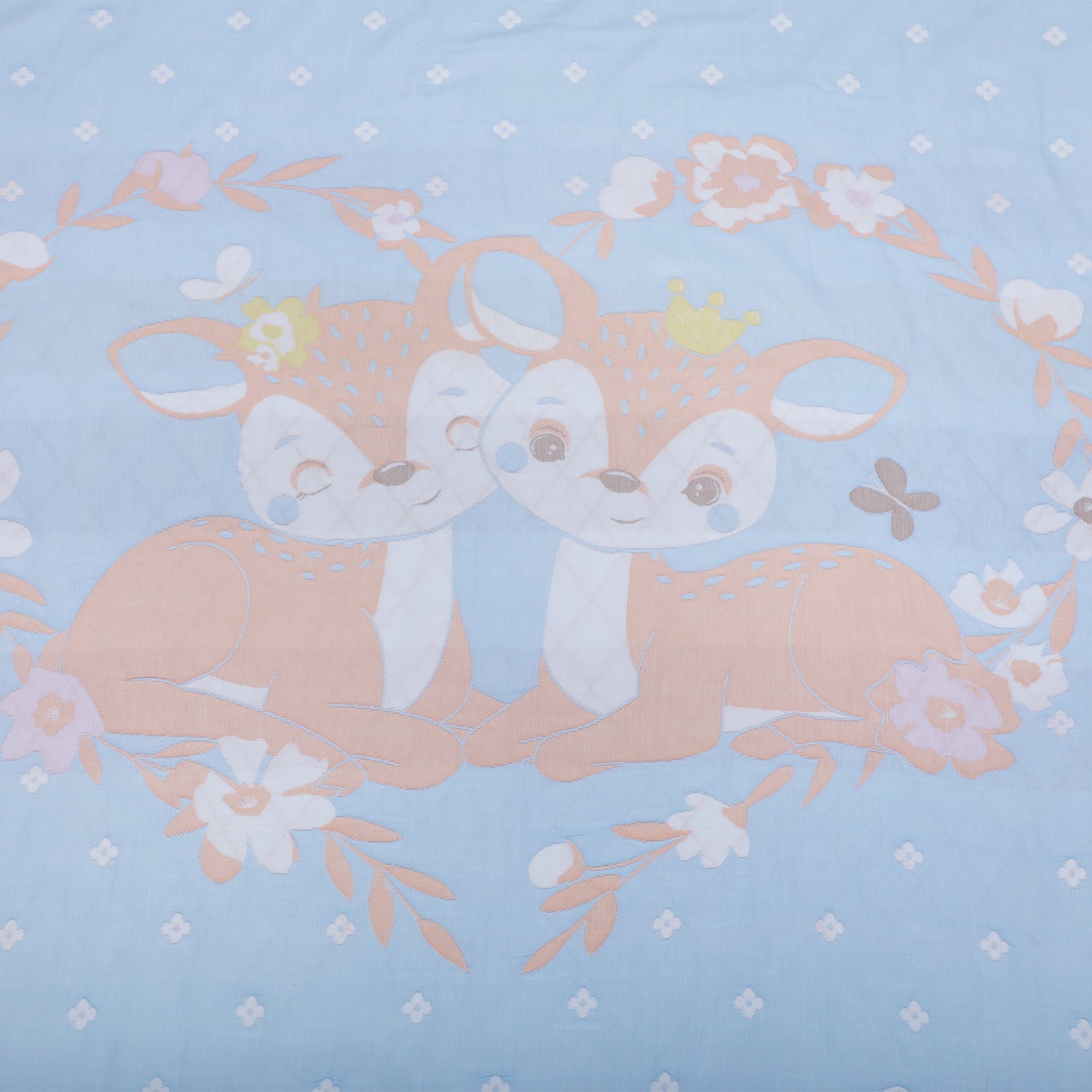 Baby Moo Deers In Love All Season Medium Muslin Blanket - Blue - Baby Moo