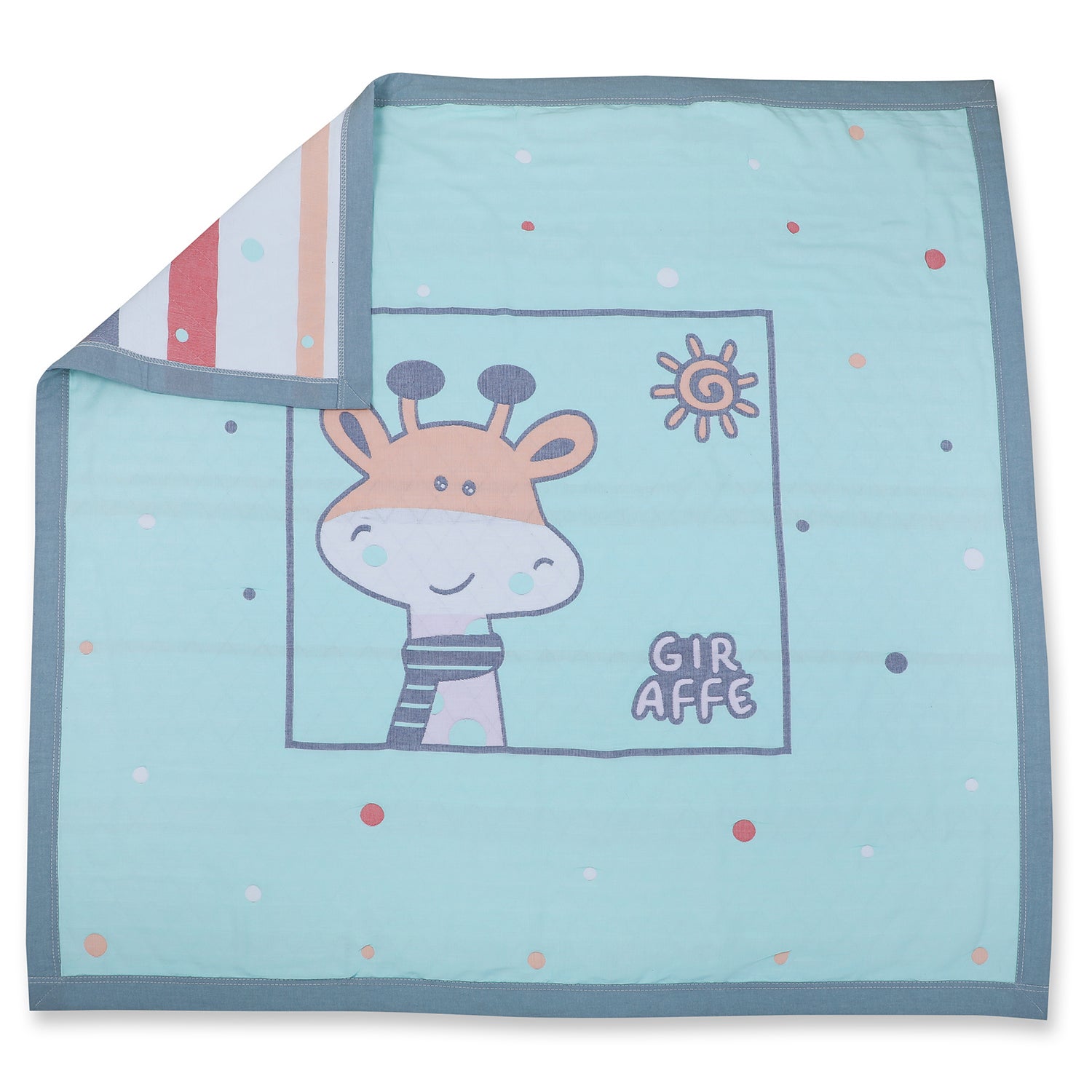 Baby Moo Giraffe All Season Medium Muslin Blanket - Mint Green - Baby Moo