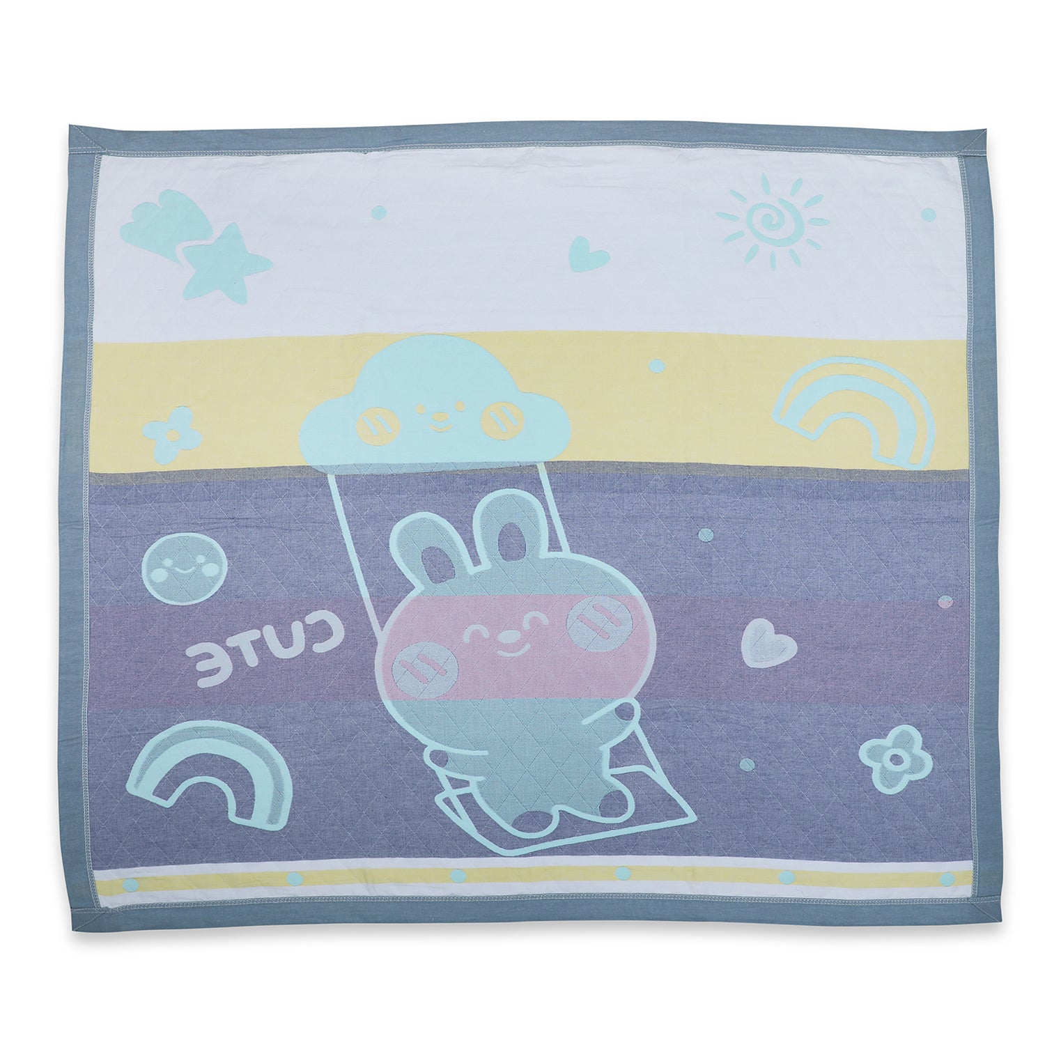 Baby Moo Swinging Bunny All Season Medium Muslin Blanket - Mint Green - Baby Moo