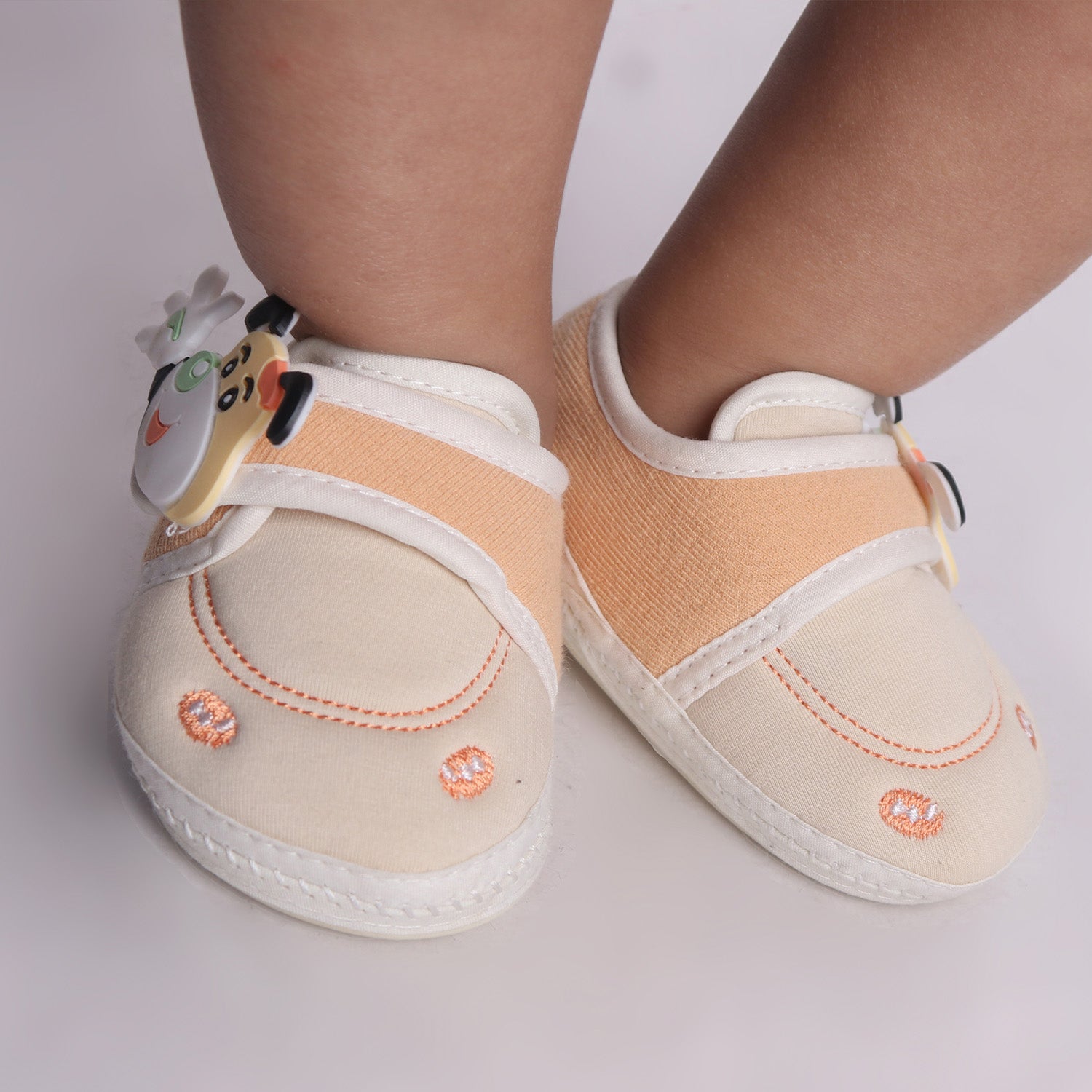 Baby Moo Puppy Face Soft Sole Anti-Slip Booties - Beige