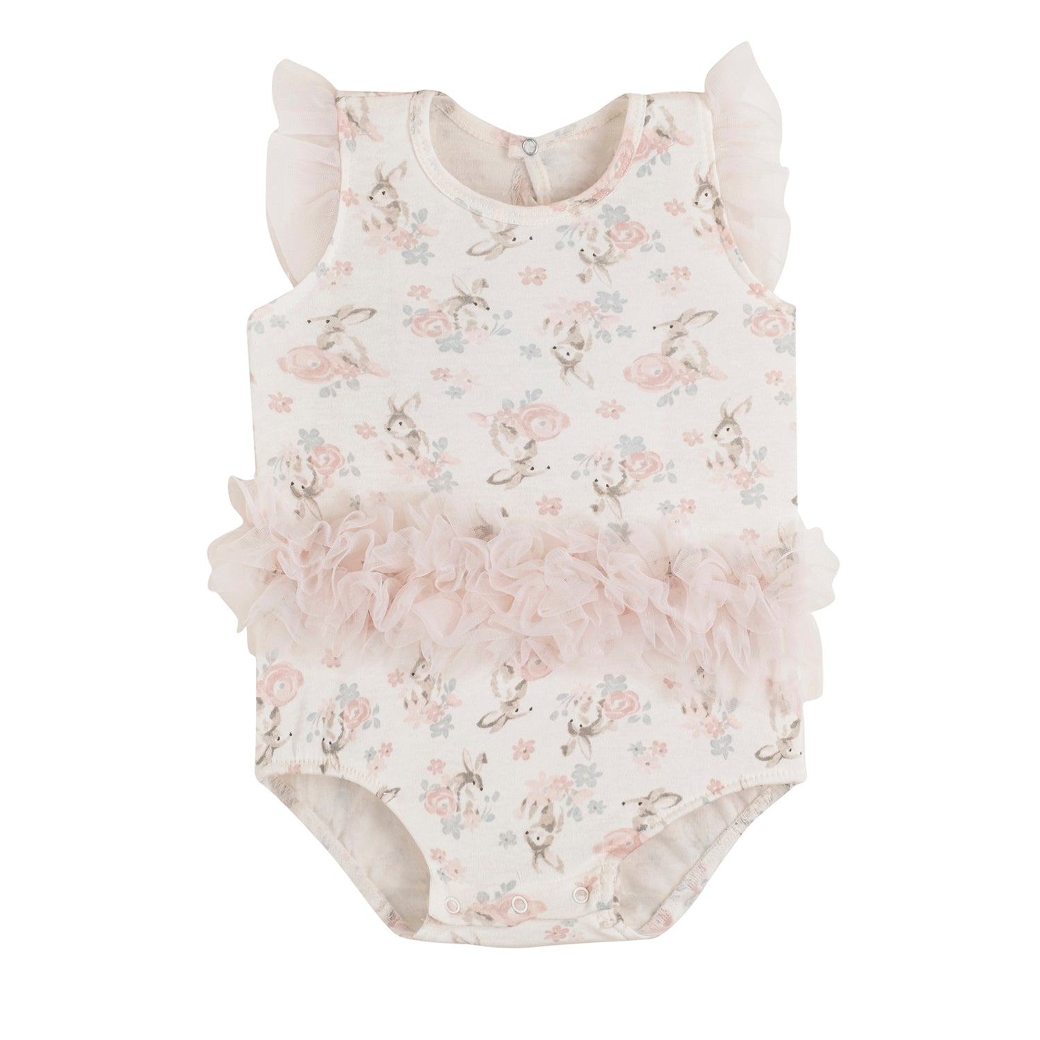 Baby Moo Floral Gift Set 3 Piece With Bodysuit, Socks And Headband - Peach