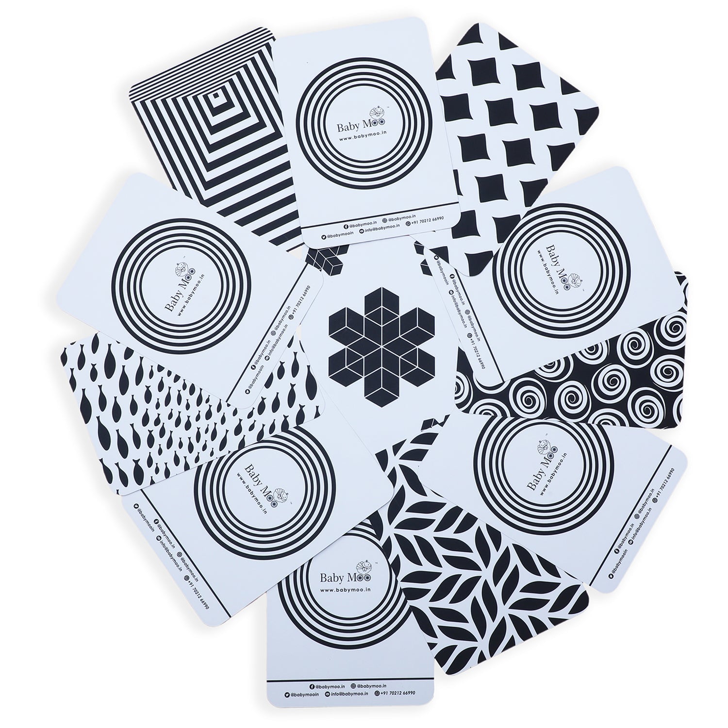Baby Moo High Contrast Flash Cards Pack of 6 - Patterns - Baby Moo
