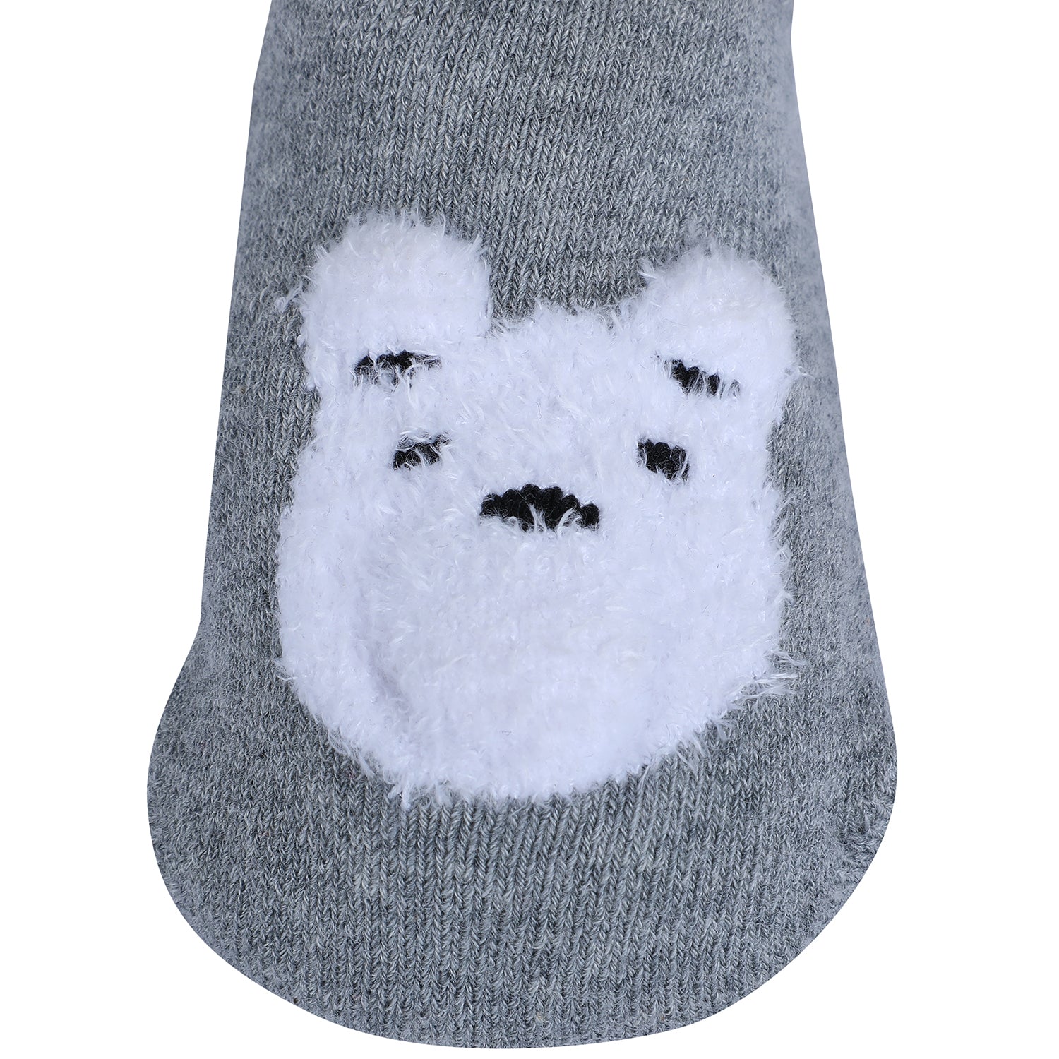 Baby Moo Bear Face Cotton Anti-Skid 2 Pair Socks - Grey - Baby Moo