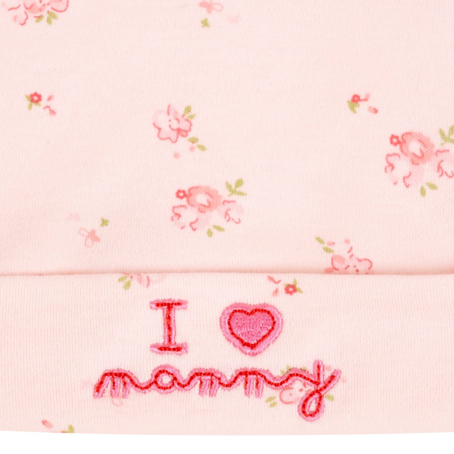 Baby Moo I Love Mommy Daddy Knotted Infants Ultra Soft 100% Cotton All Season Pack of 3 Caps - Pink