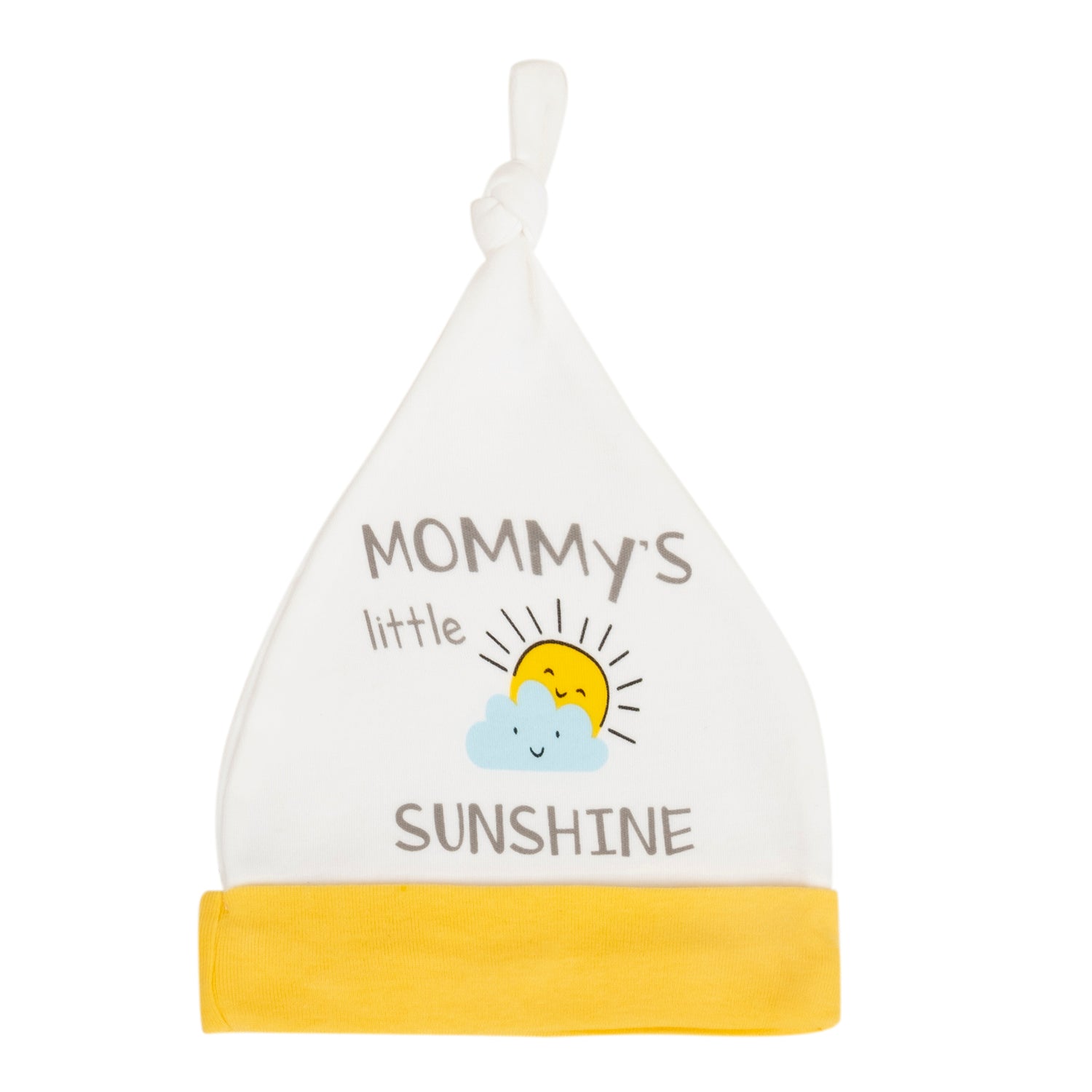 Baby Moo Mommy's Little Sunshine Knotted Infants Ultra Soft 100% Cotton All Season Pack of 3 Caps - Yellow