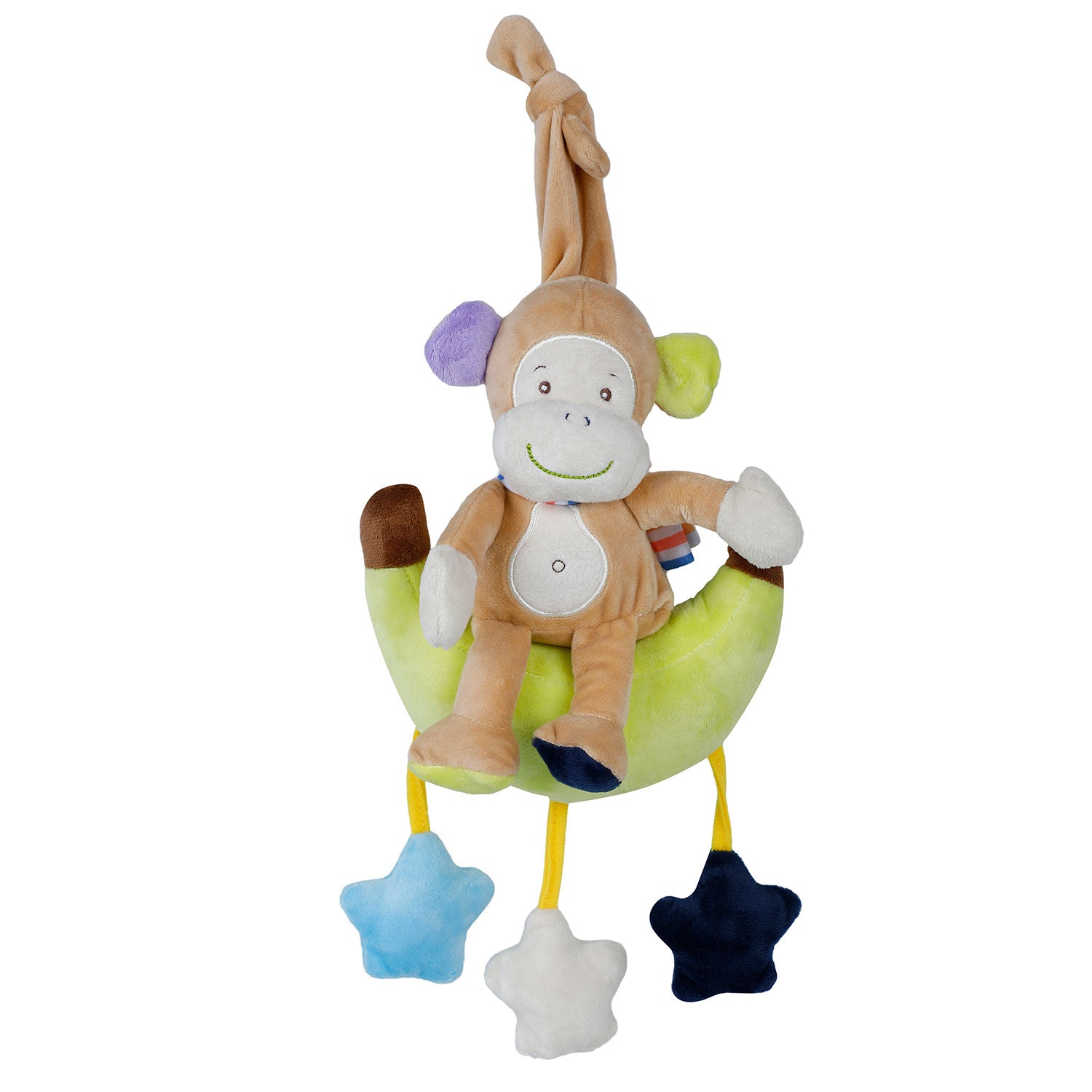 Baby Moo Monkey On Moon Hanging Musical Pulling Toy - Green