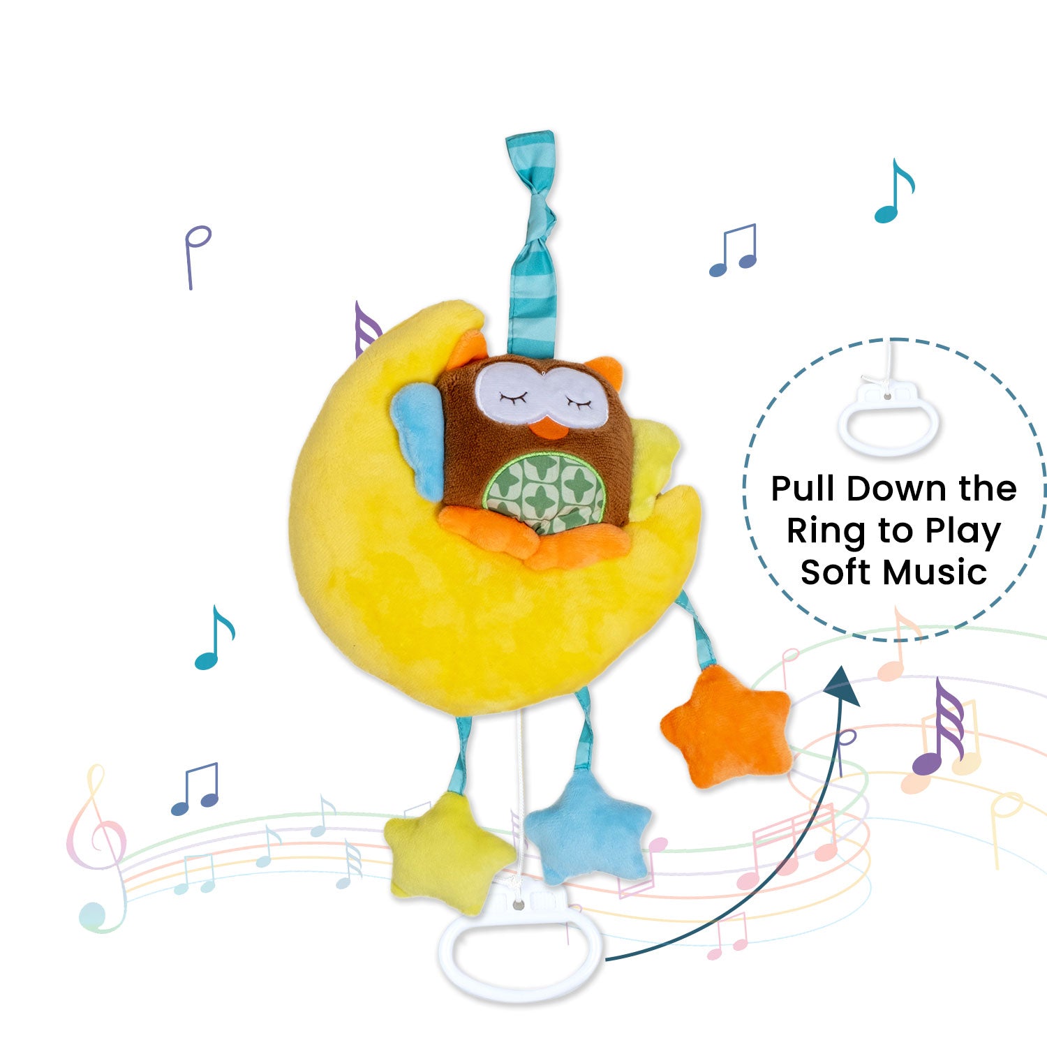 Baby Moo Sweet Dreams Owl Hanging Musical Pulling Toy - Yellow