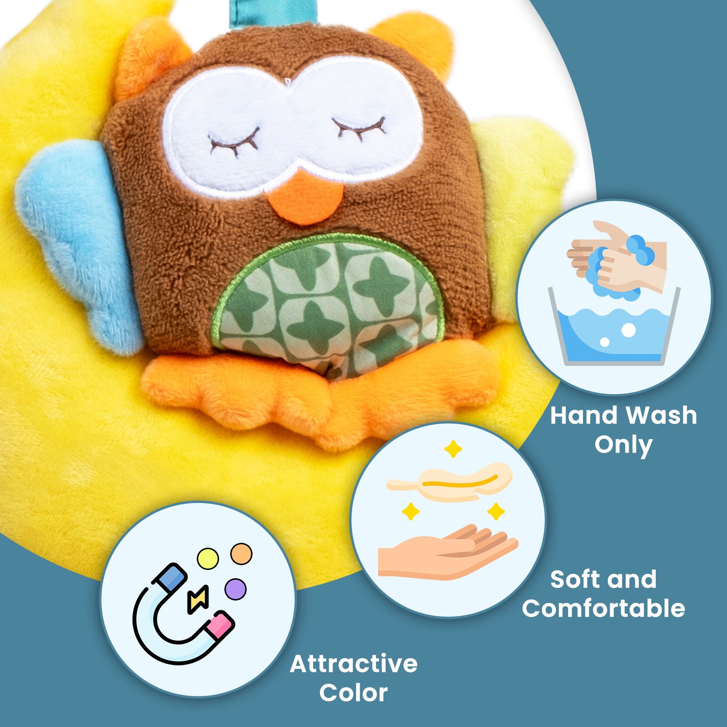 Baby Moo Sweet Dreams Owl Hanging Musical Pulling Toy - Yellow
