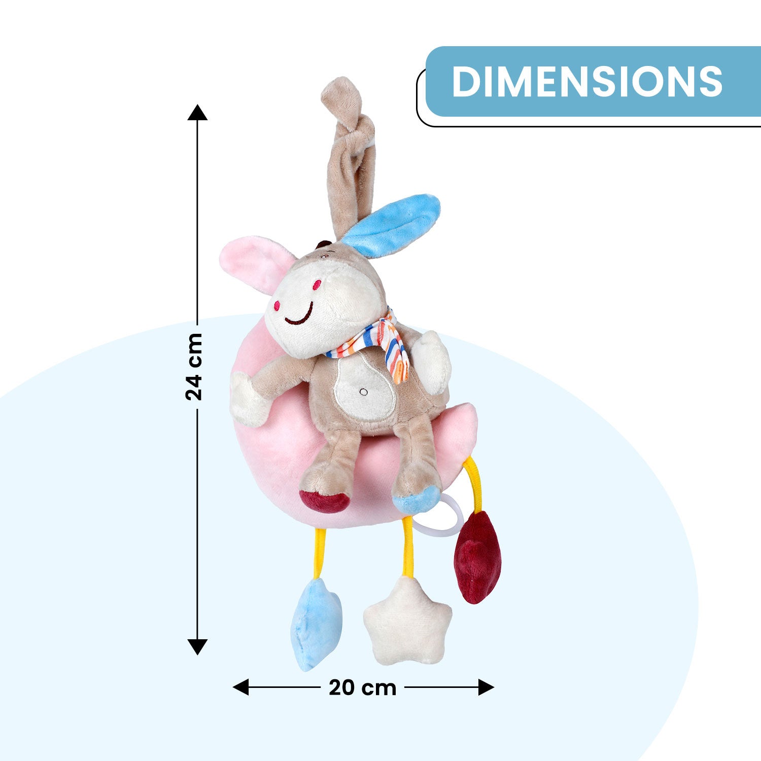 Baby Moo Smiling Sheep Hanging Musical Pulling Toy - Peach