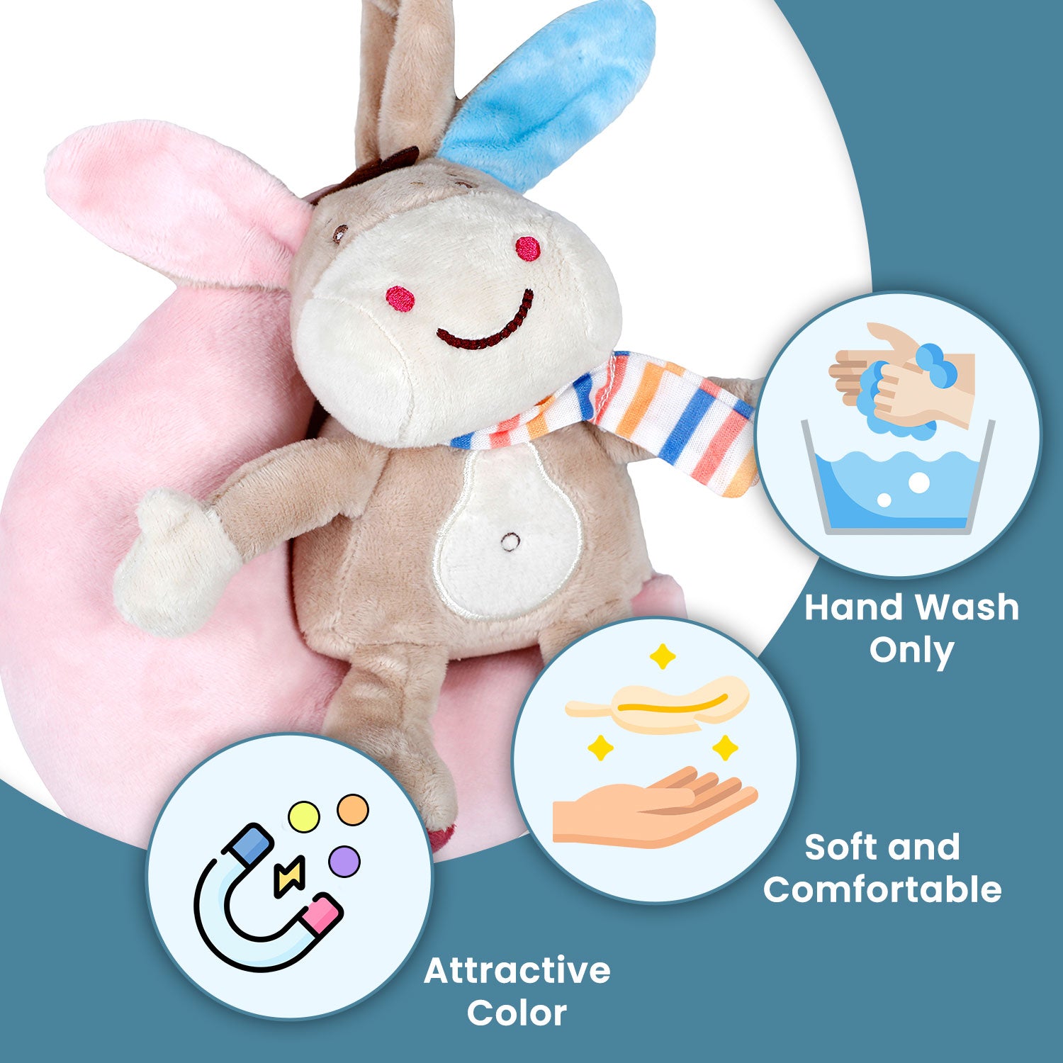 Baby Moo Smiling Sheep Hanging Musical Pulling Toy - Peach