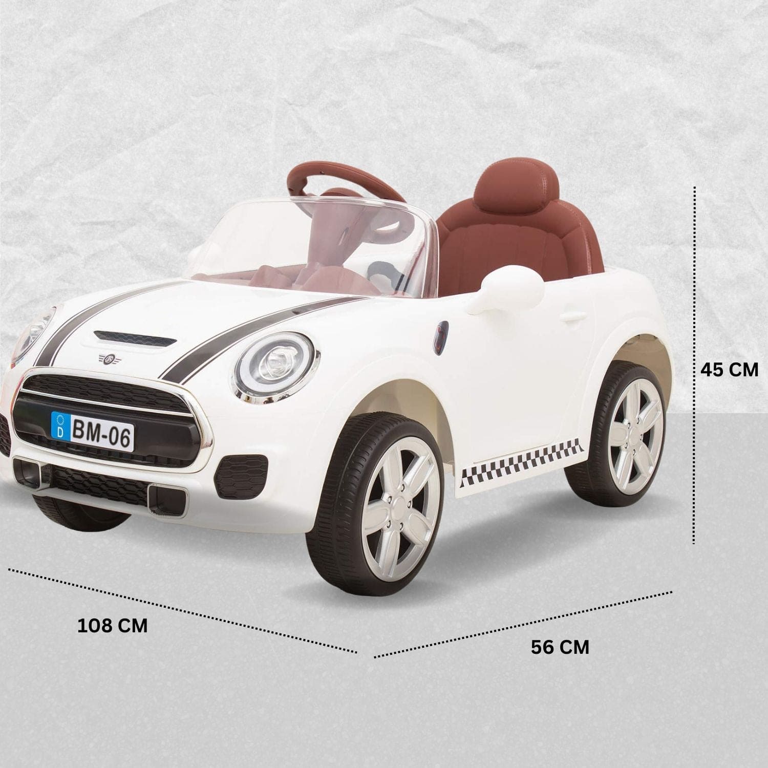 Baby Moo Mini Cooper Electric Ride-On Car for Kids | Rechargeable 12V Battery | Remote Control | USB MP3 Player | Ages 1-5 - White