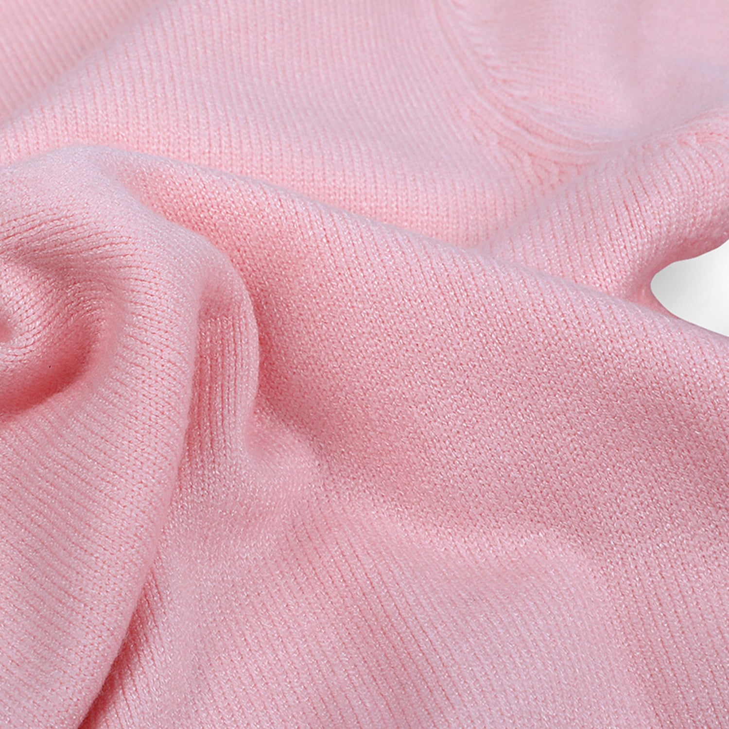 Basic Polo Neck Ribbed Premium Full Sleeves Knitted Kids Sweater - Pink