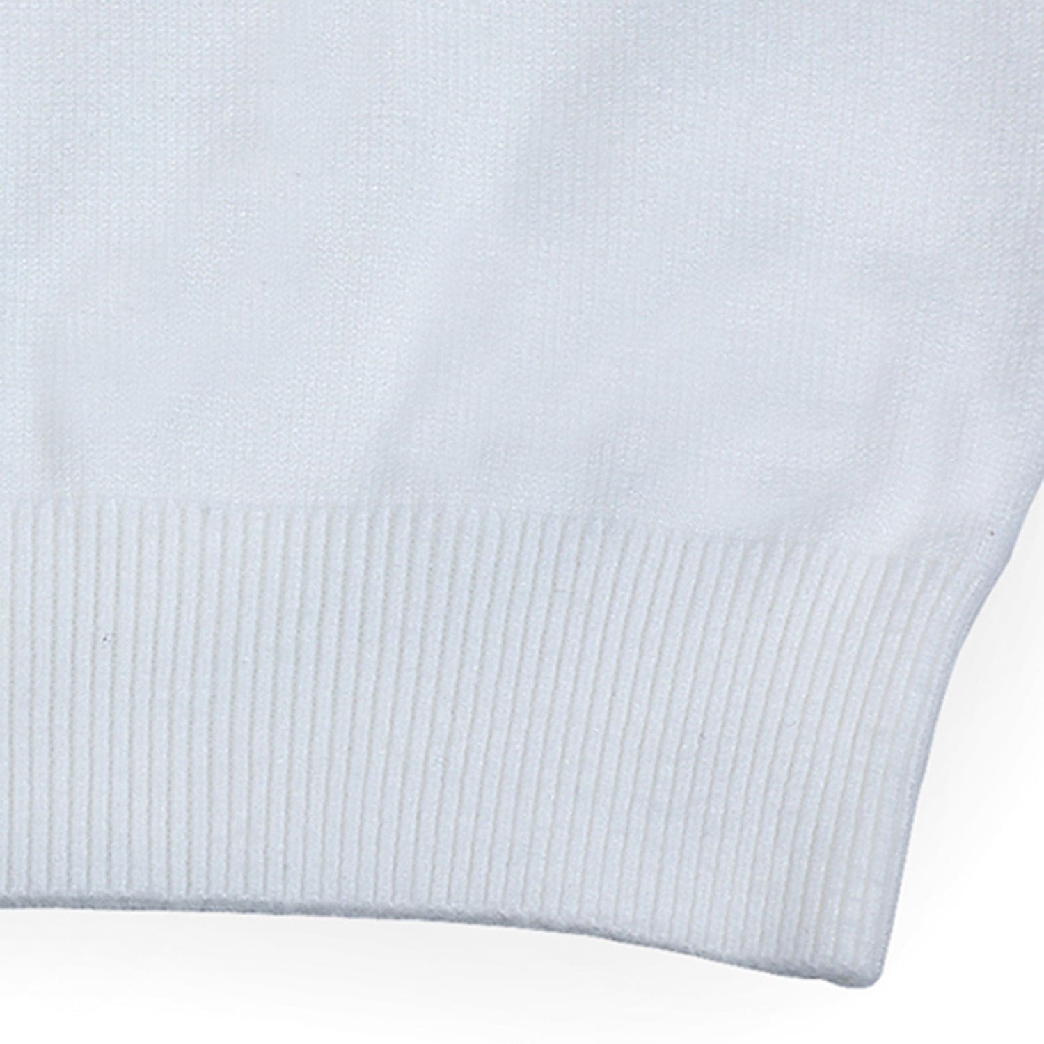 Basic Polo Neck Ribbed Premium Full Sleeves Knitted Kids Sweater - White