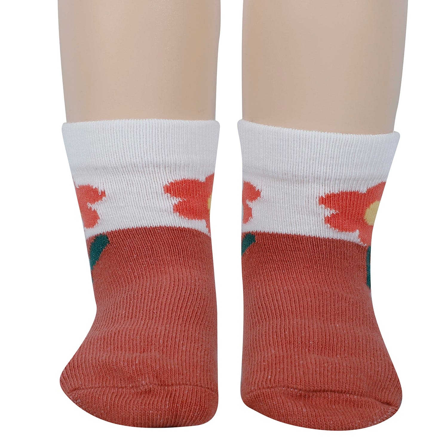 Baby Moo Floral Soft Socks Pack of 5 - Peach, White