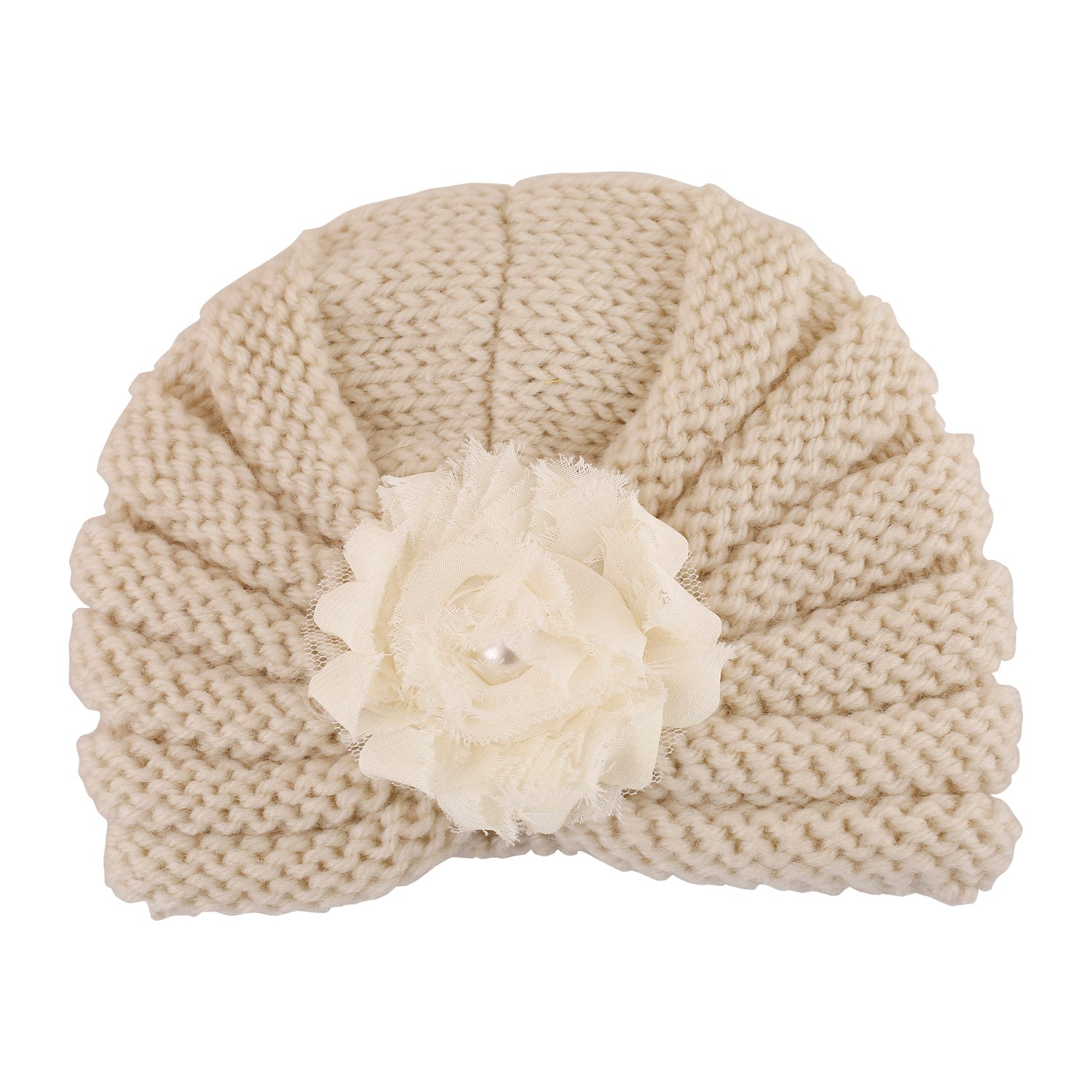 Floral Cream Turban Cap