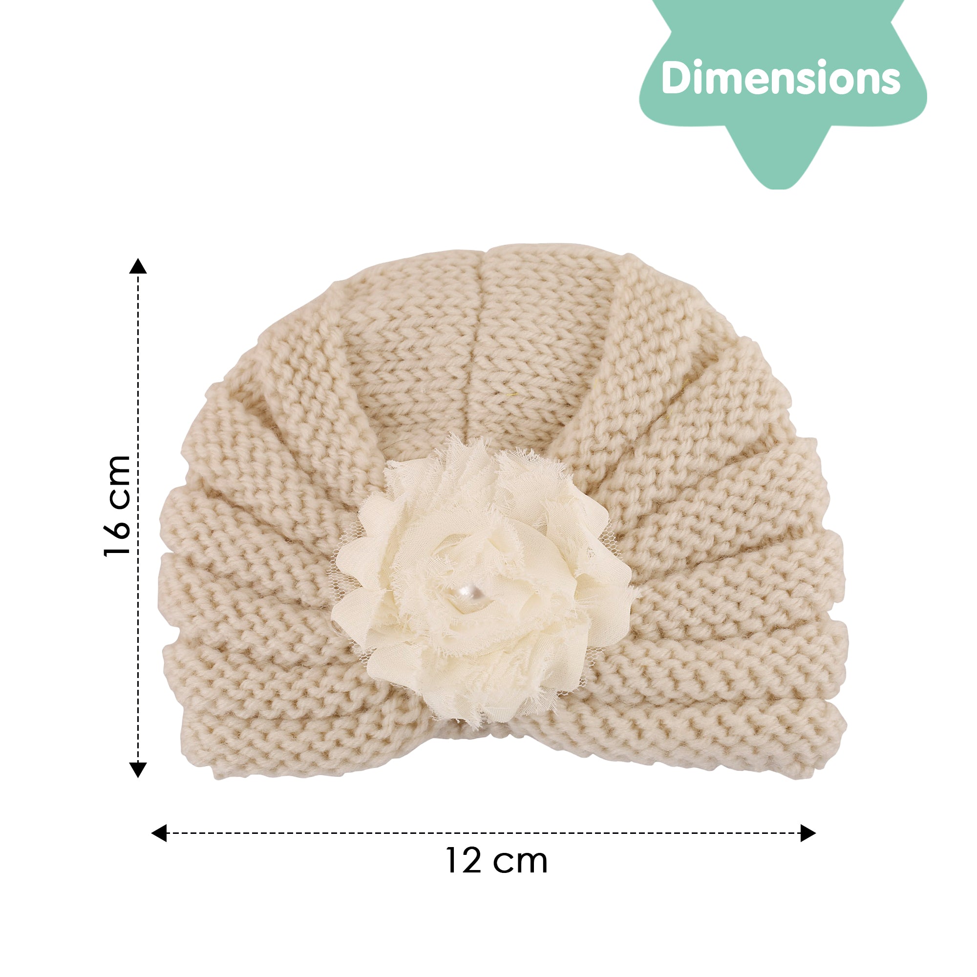 Floral Cream Turban Cap