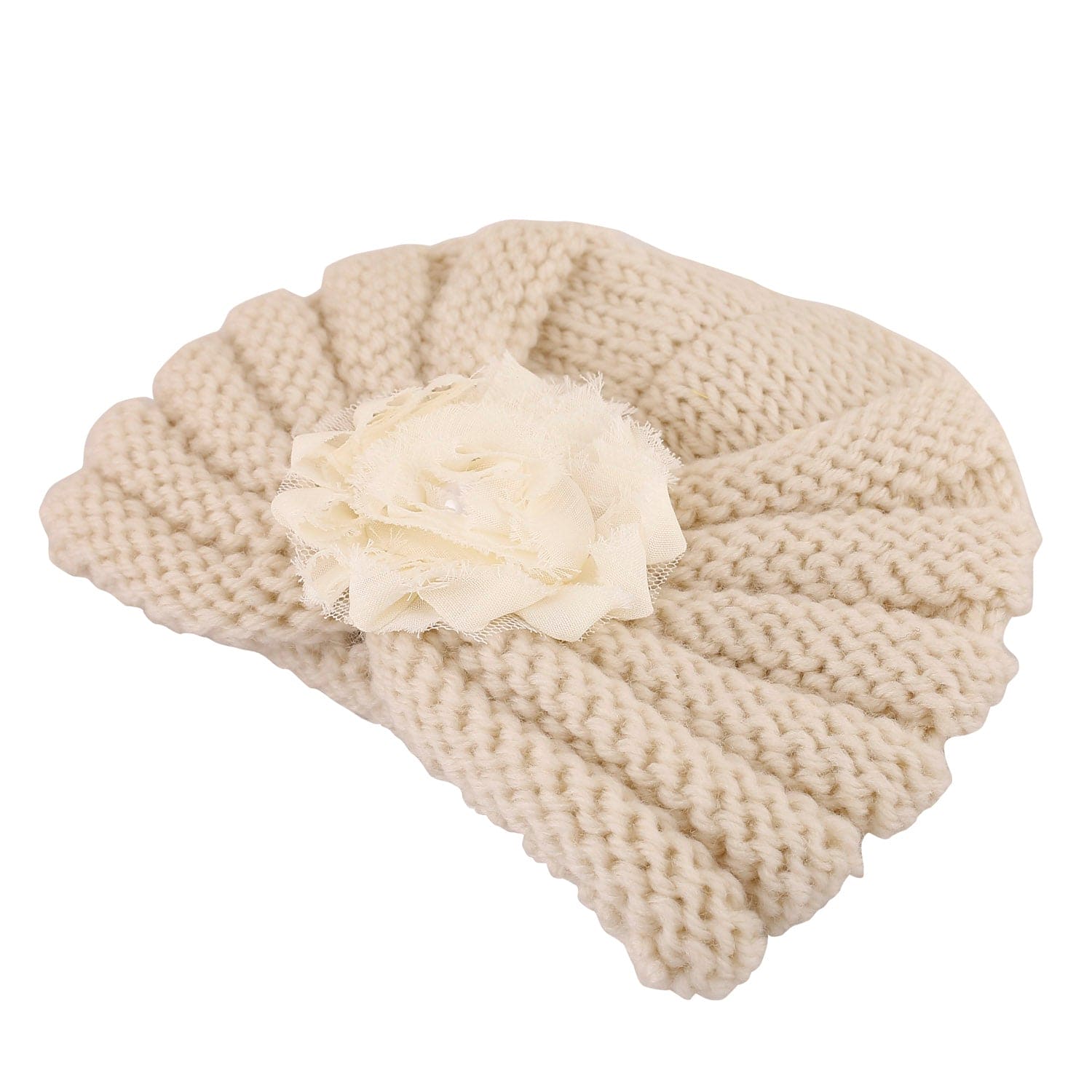 Floral Cream Turban Cap