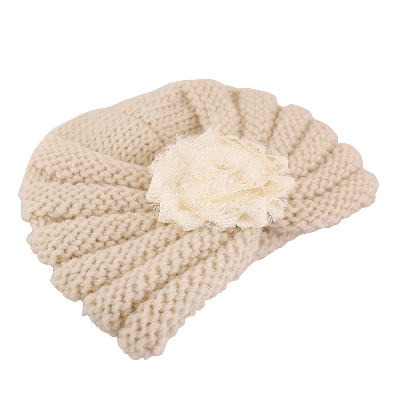 Floral Cream Turban Cap