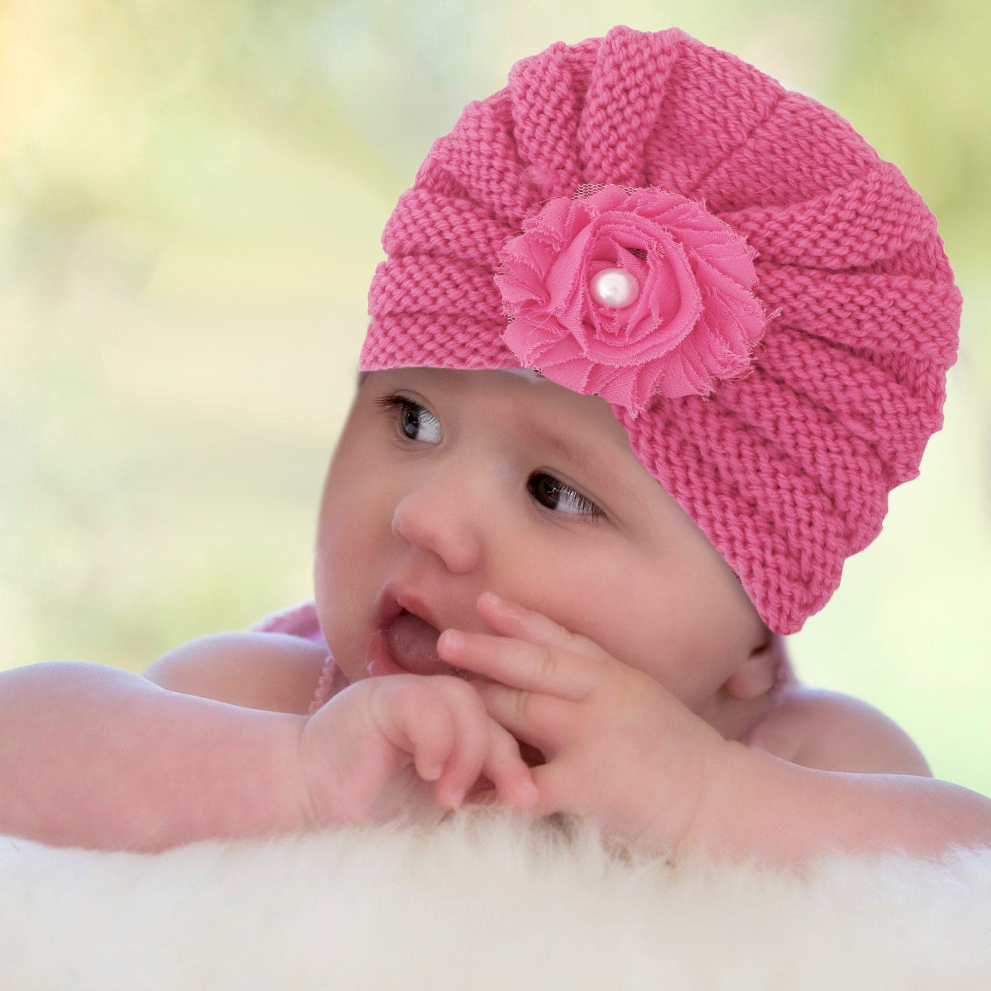 Floral Hot Pink Turban Cap