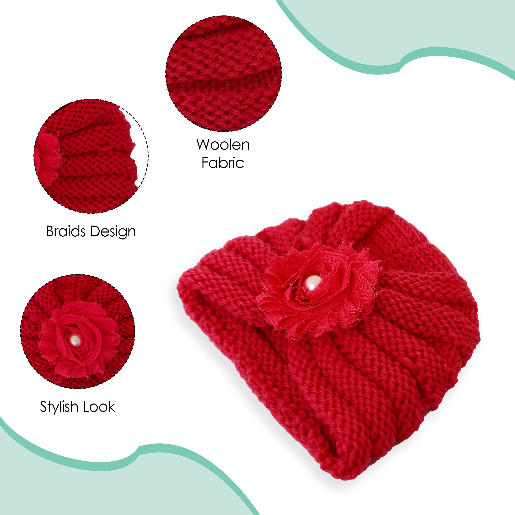 Floral Red Turban Cap