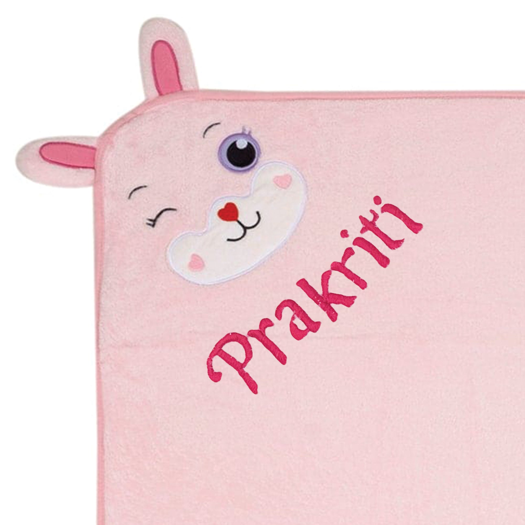 Baby Moo Rabbit Applique with 3D Ears Soft Blanket - Pink