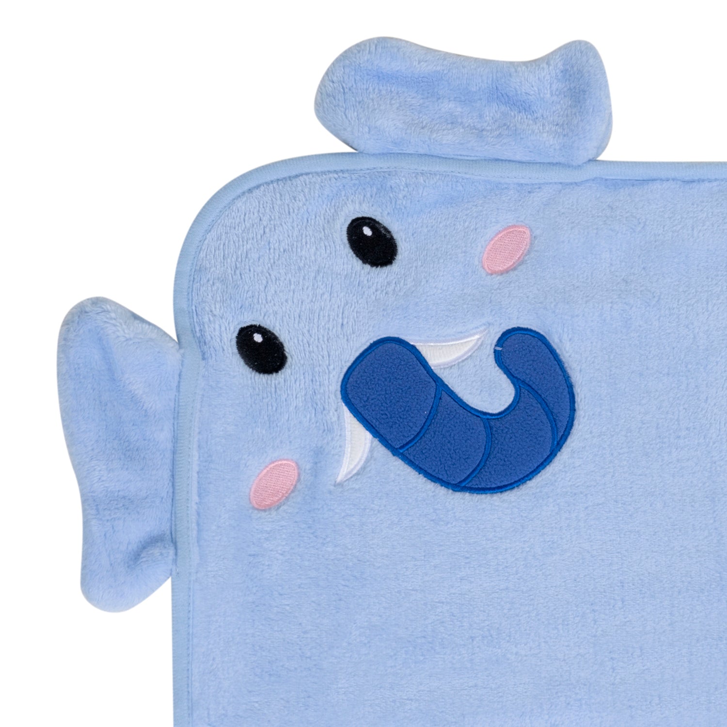 Baby Moo Elephant Applique with 3D Ears Soft Blanket - Blue
