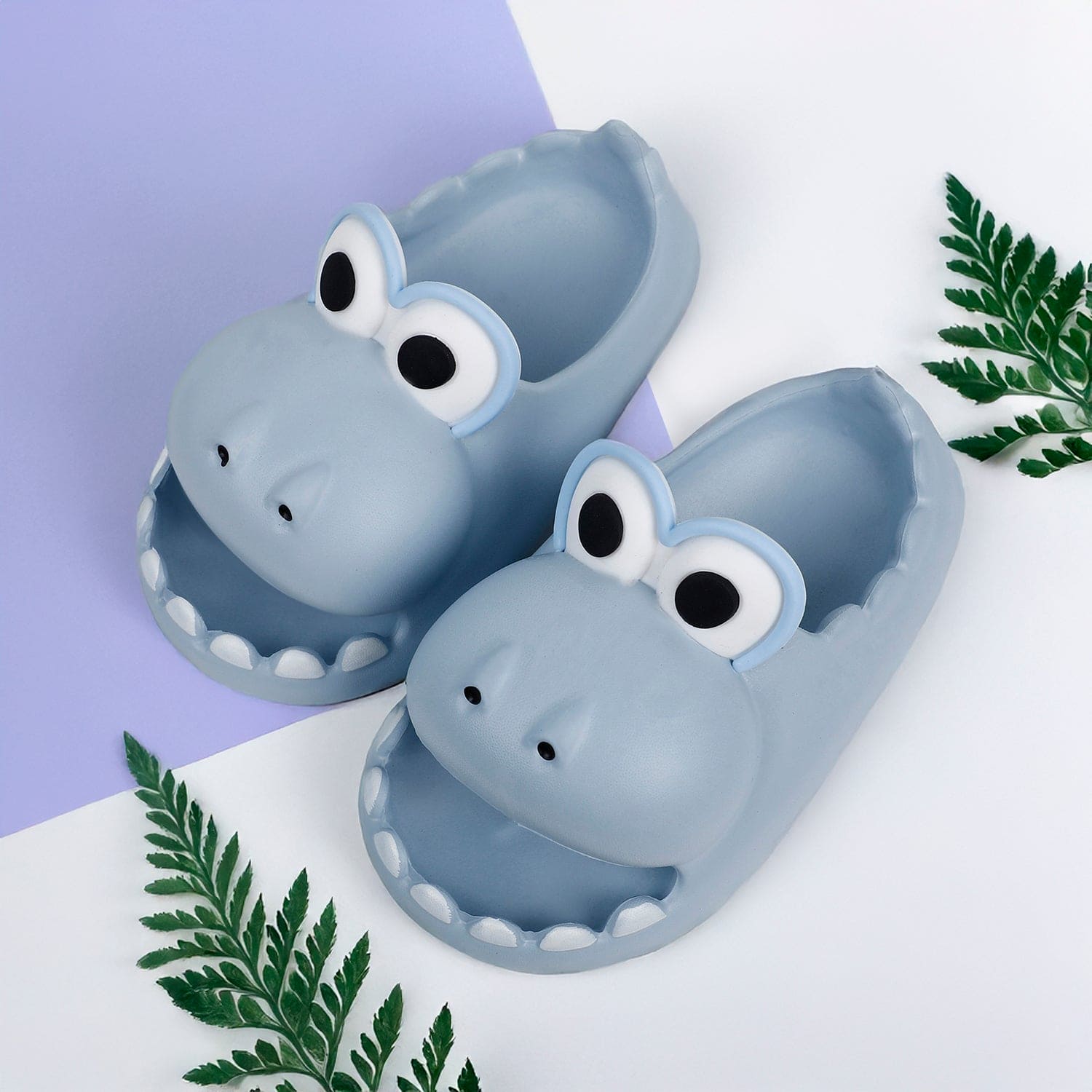 Baby Moo Crocodile Beach Slippers 3D Cartoon Sliders - Blue