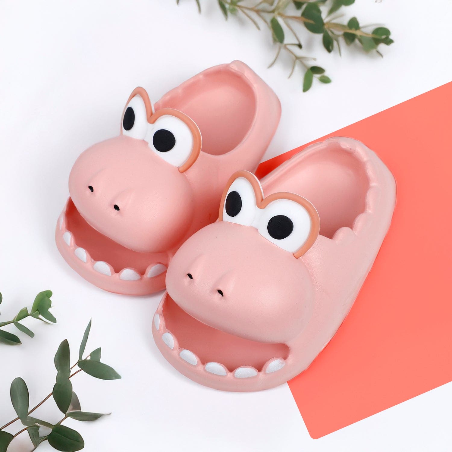 Baby Moo Crocodile Beach Slippers 3D Cartoon Sliders - Pink