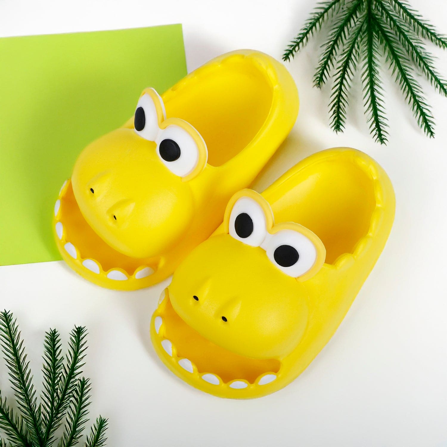 Baby Moo Crocodile Beach Slippers 3D Cartoon Sliders - Yellow